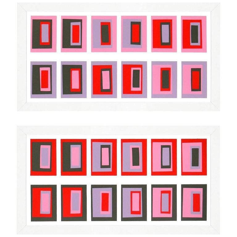 Américain Lithographies abstraites de Josef Albers tirées de Interaction of Color (interaction de la couleur) en vente