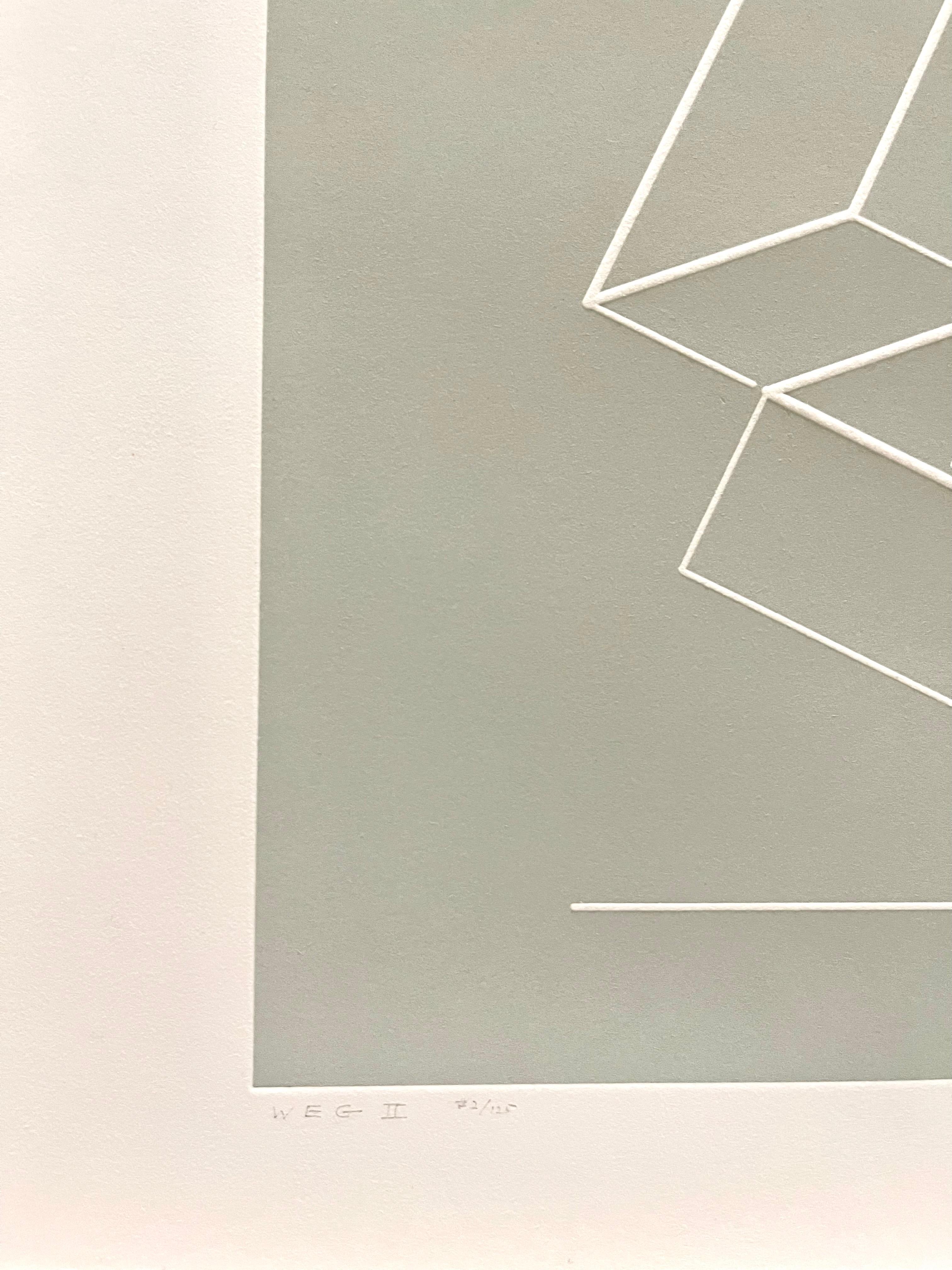 Minimalist Josef Albers from White Embossings on Gray Series, Print II For Sale
