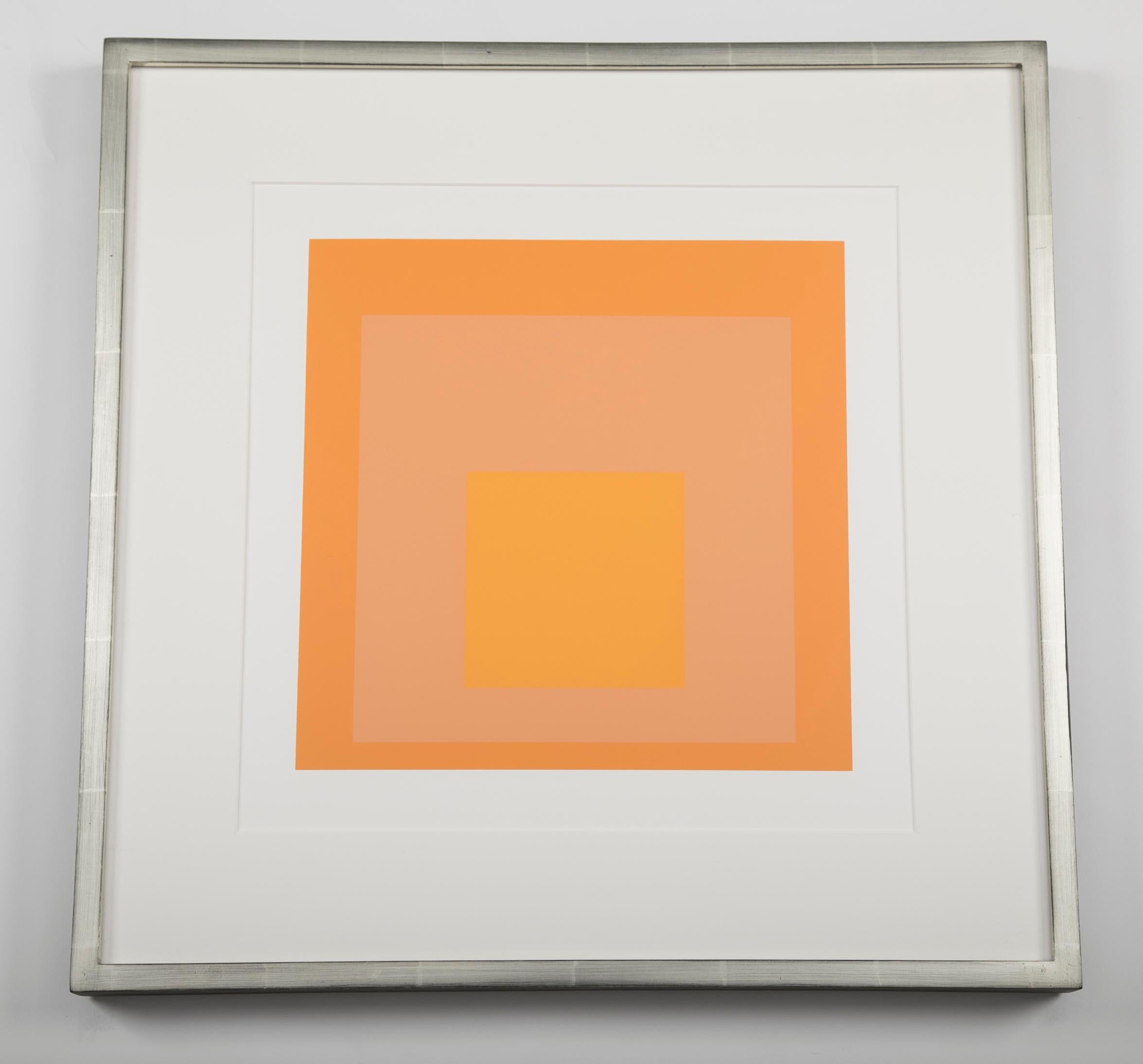 Josef Albers homage to the square from formations: Articulation 1972. Silkscreen prints floated in silver gilt frame using all acid free archival materials. Folio II Folder 17


Printed by Sirocco Screen printing, New Haven. Published by