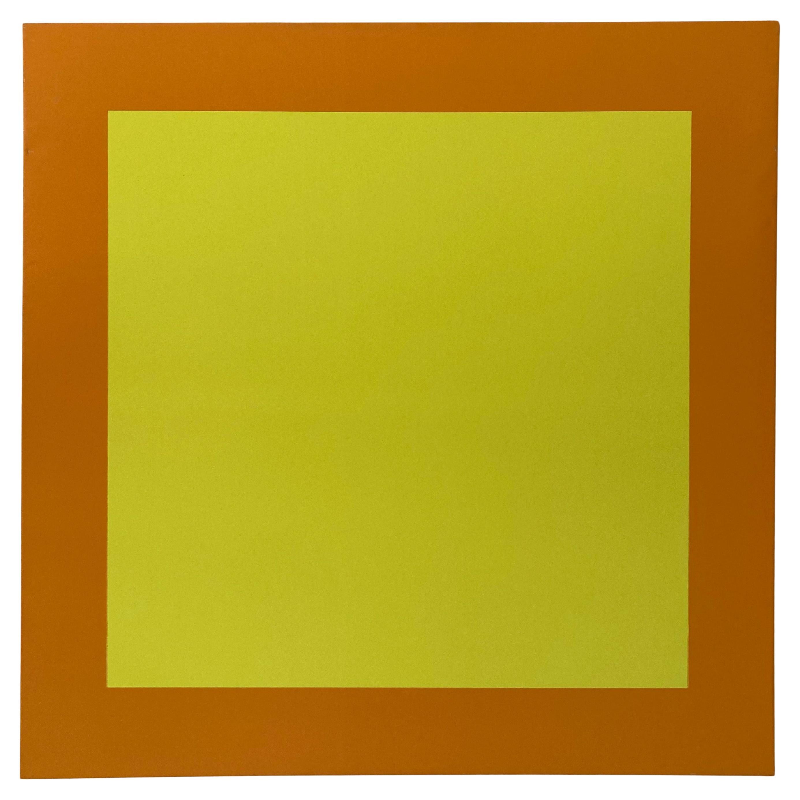 Josef Albers Inspired Painting "Happy" by Todd Hase, Yellow