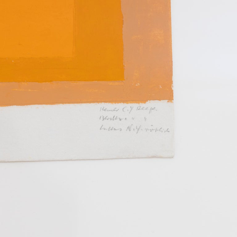 Josef Albers: Study on Homage to the Square, without year (sixties) - Orange Abstract Painting by Josef Albers