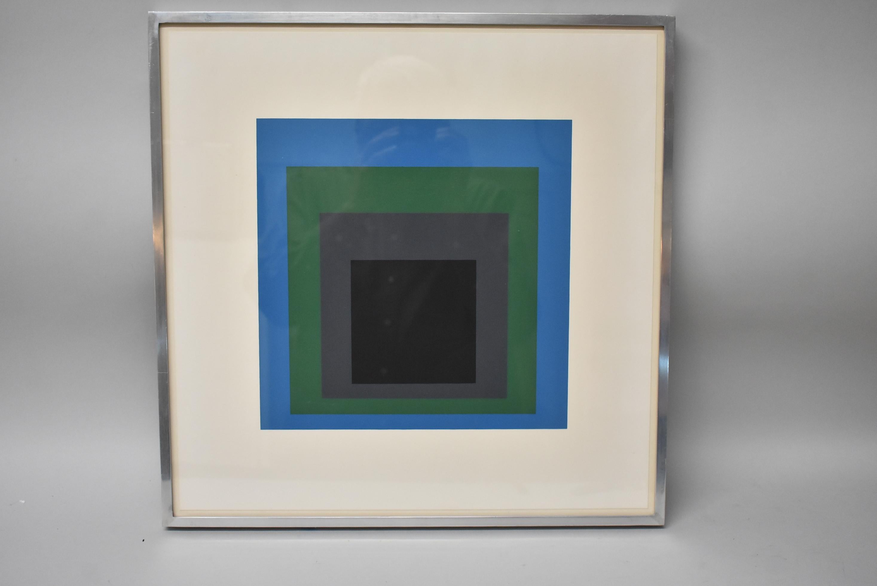 Josef Albers Porta Negra 1965 Hard Edge Soft Edge Series, bleu, vert et gris Bon état - En vente à Toledo, OH