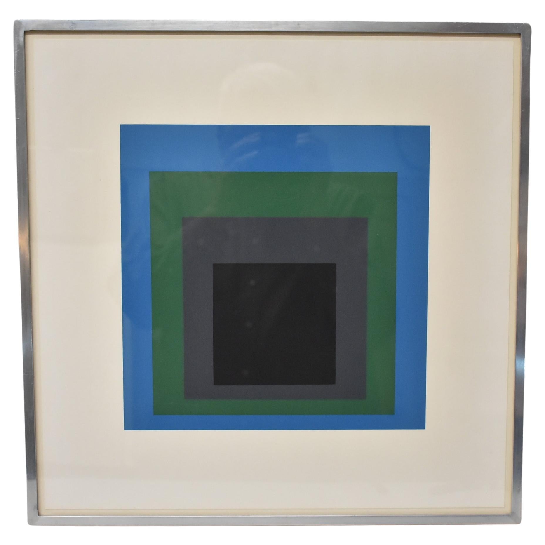 Josef Albers Porta Negra 1965 Hard Edge Soft Edge Series, Blue, Green and Grey