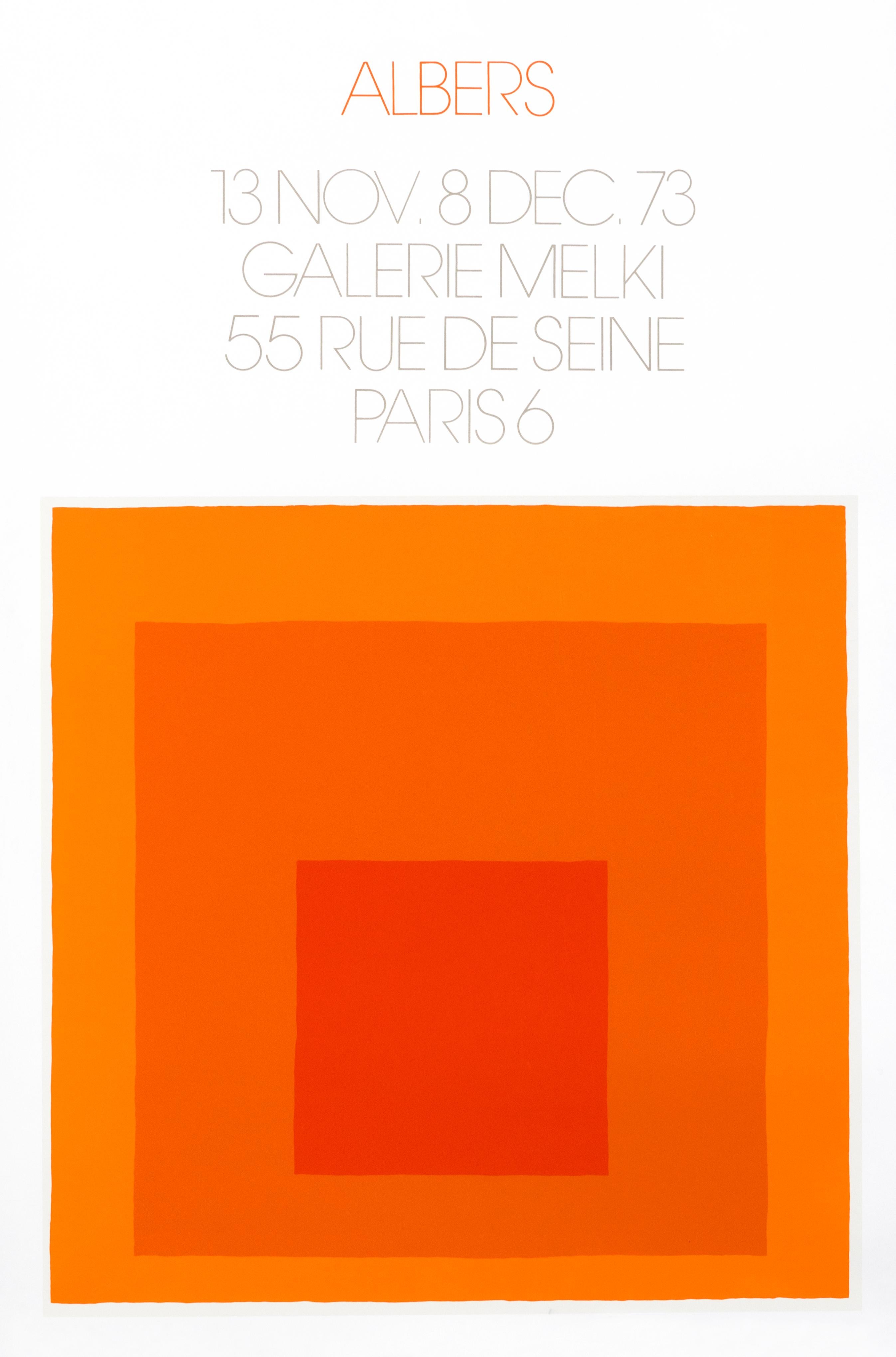 "Albers - Galerie Melki Paris (orange)" Homage to the Square Mid Century poster - Print by Josef Albers
