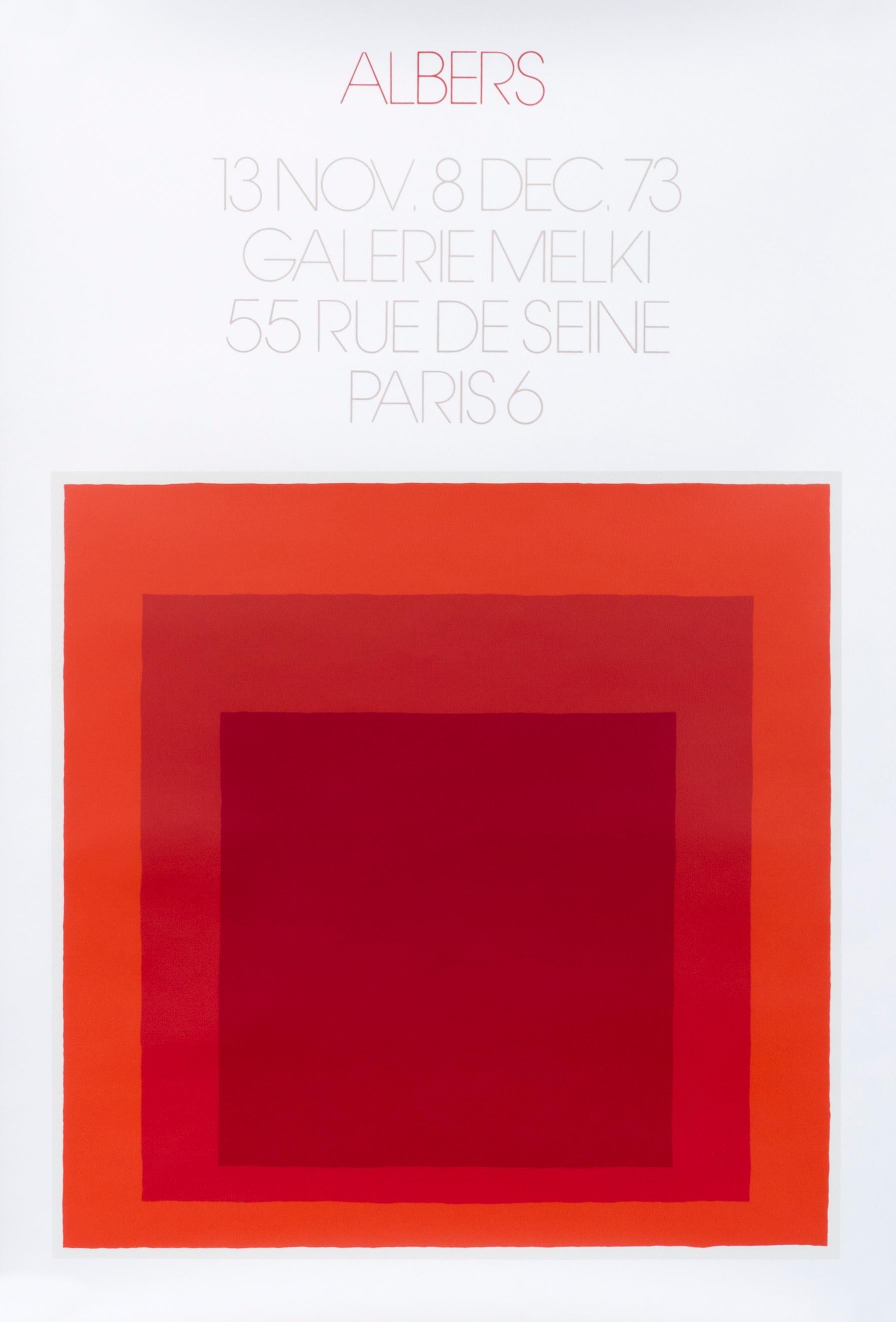 "Albers - Galerie Melki Paris (red)" Homage to the Square Mid Century poster - Print by Josef Albers
