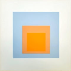 Arctic Bloom /// Josef Albers Blue Orange Screenprint Homage to the Square Print