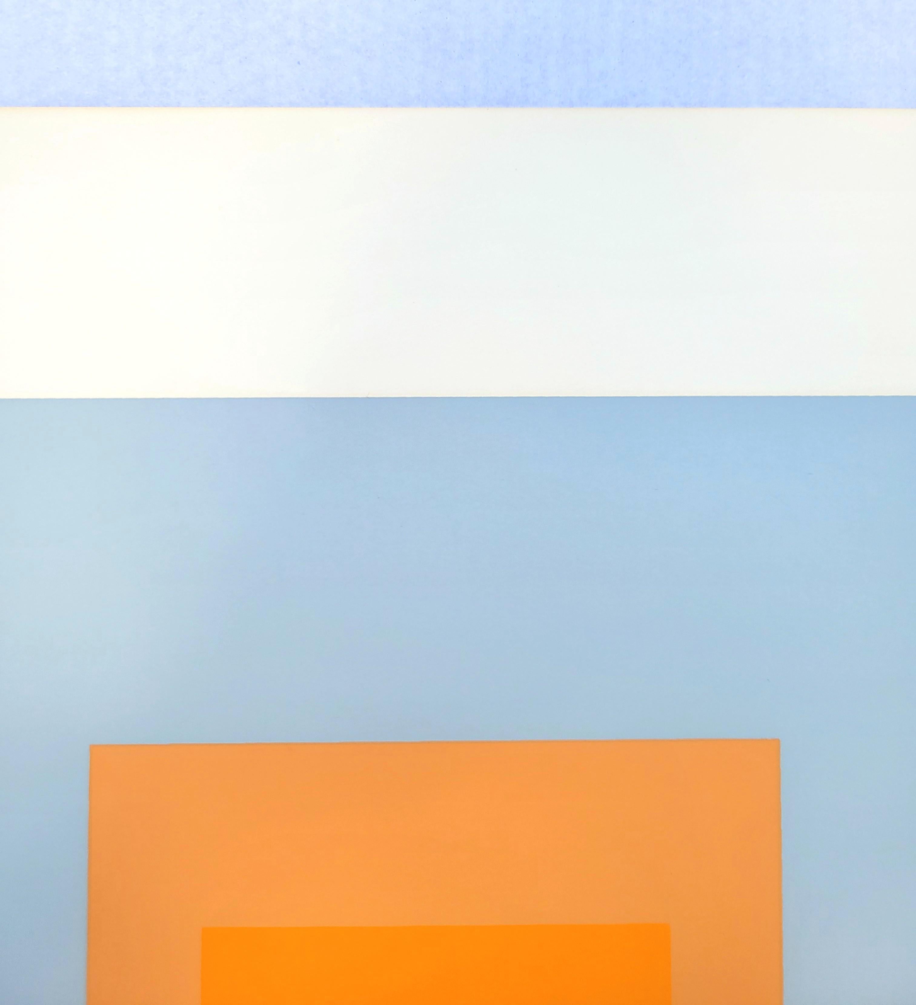Arctic Bloom /// Josef Albers Blue Orange Screenprint Homage to the Square Print For Sale 7