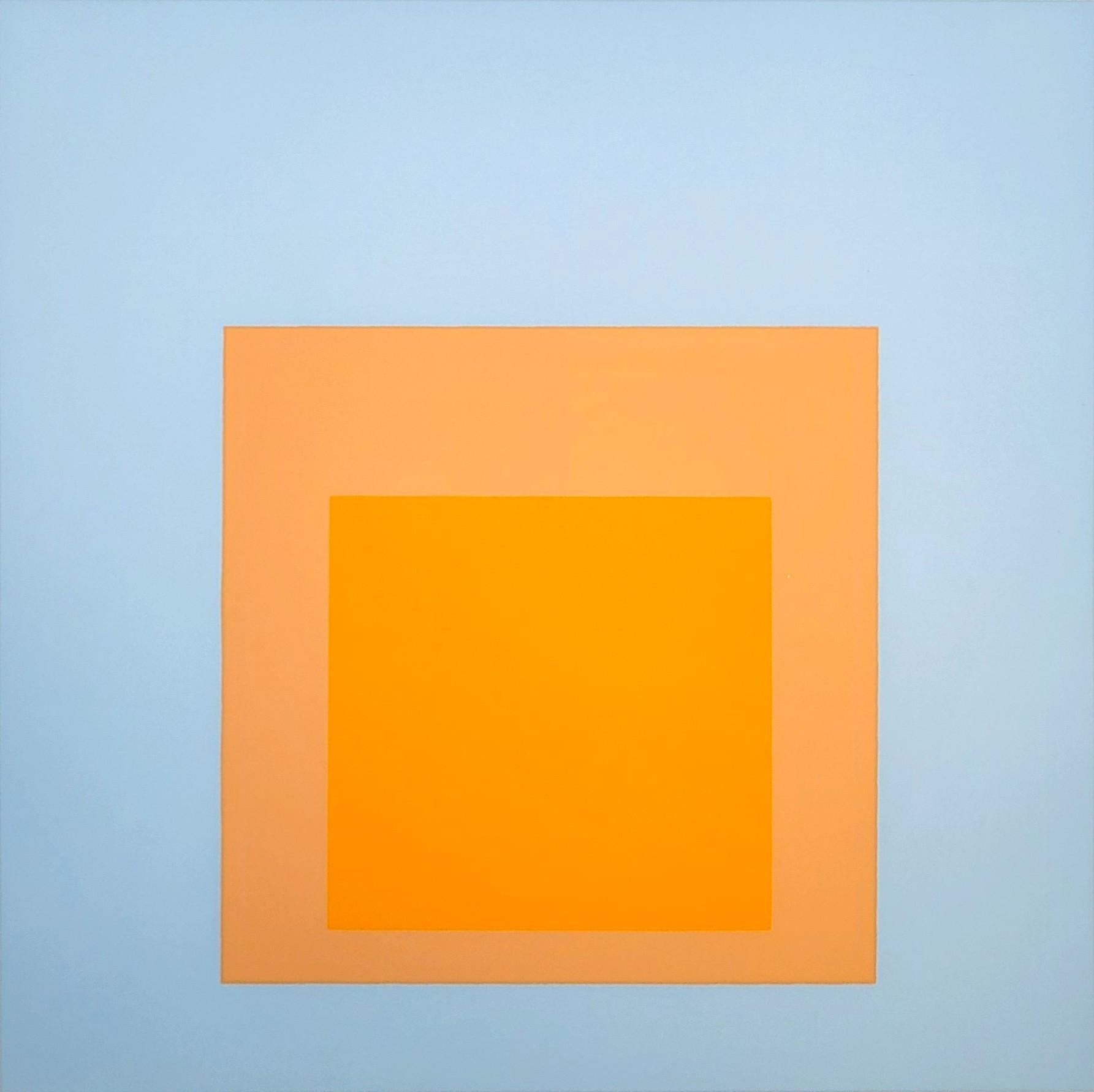 Artist: Josef Albers (German-American, 1888-1976)
Title: "Arctic Bloom"
Portfolio: Soft Edge - Hard Edge
*Unsigned edition, (there was also a signed edition of 50 on Rives BFK paper)
Year: 1965
Medium: Original Screenprint on Mohawk Superfine