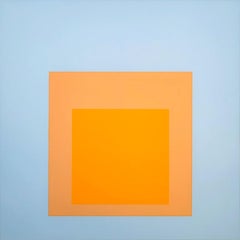 Arctic Bloom /// Josef Albers Blue Orange Screenprint Homage to the Square Print