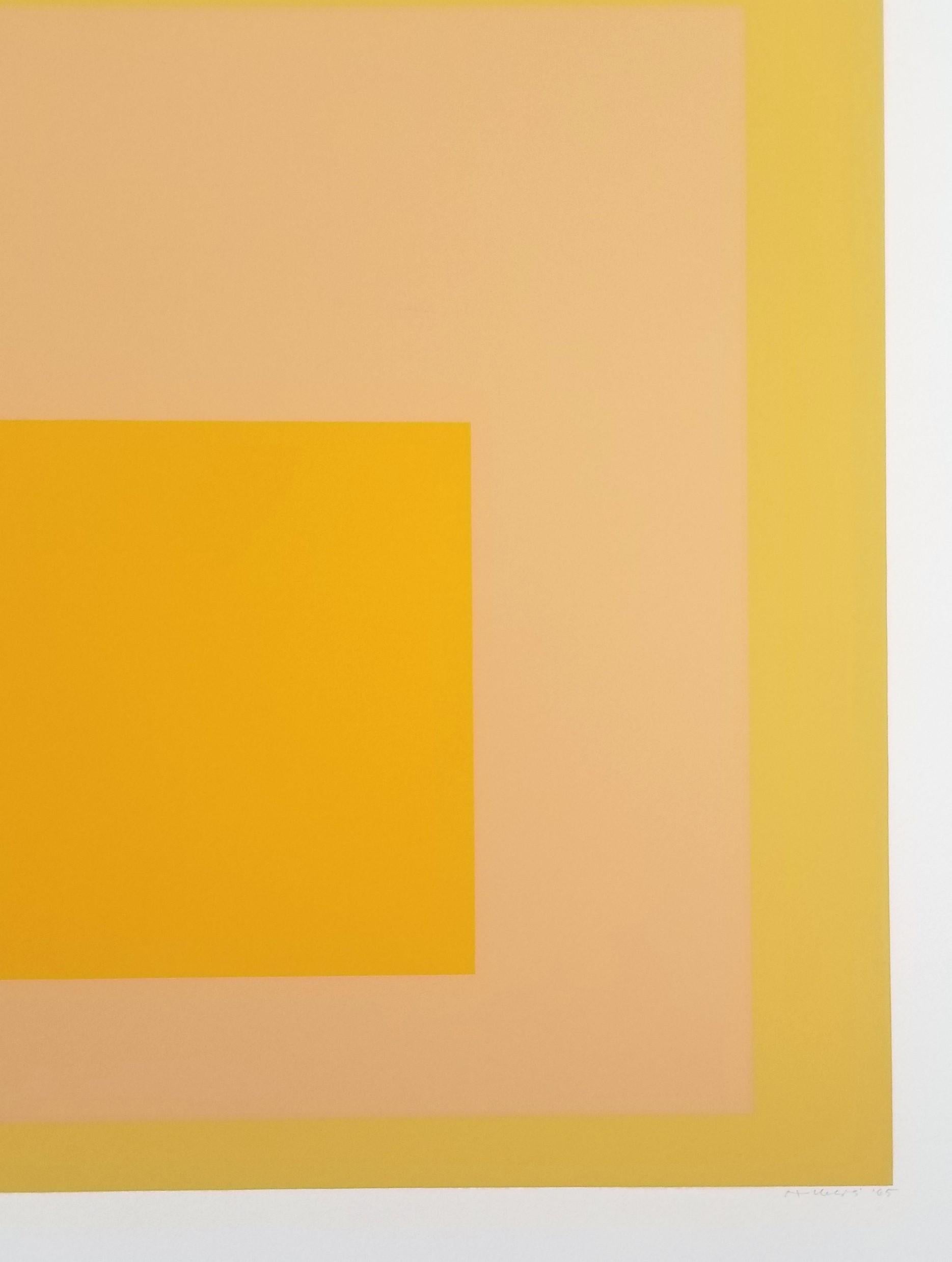 Arrivato /// Bauhaus Astratto Geometrico Josef Albers Serigrafia Giallo Minimal in vendita 15