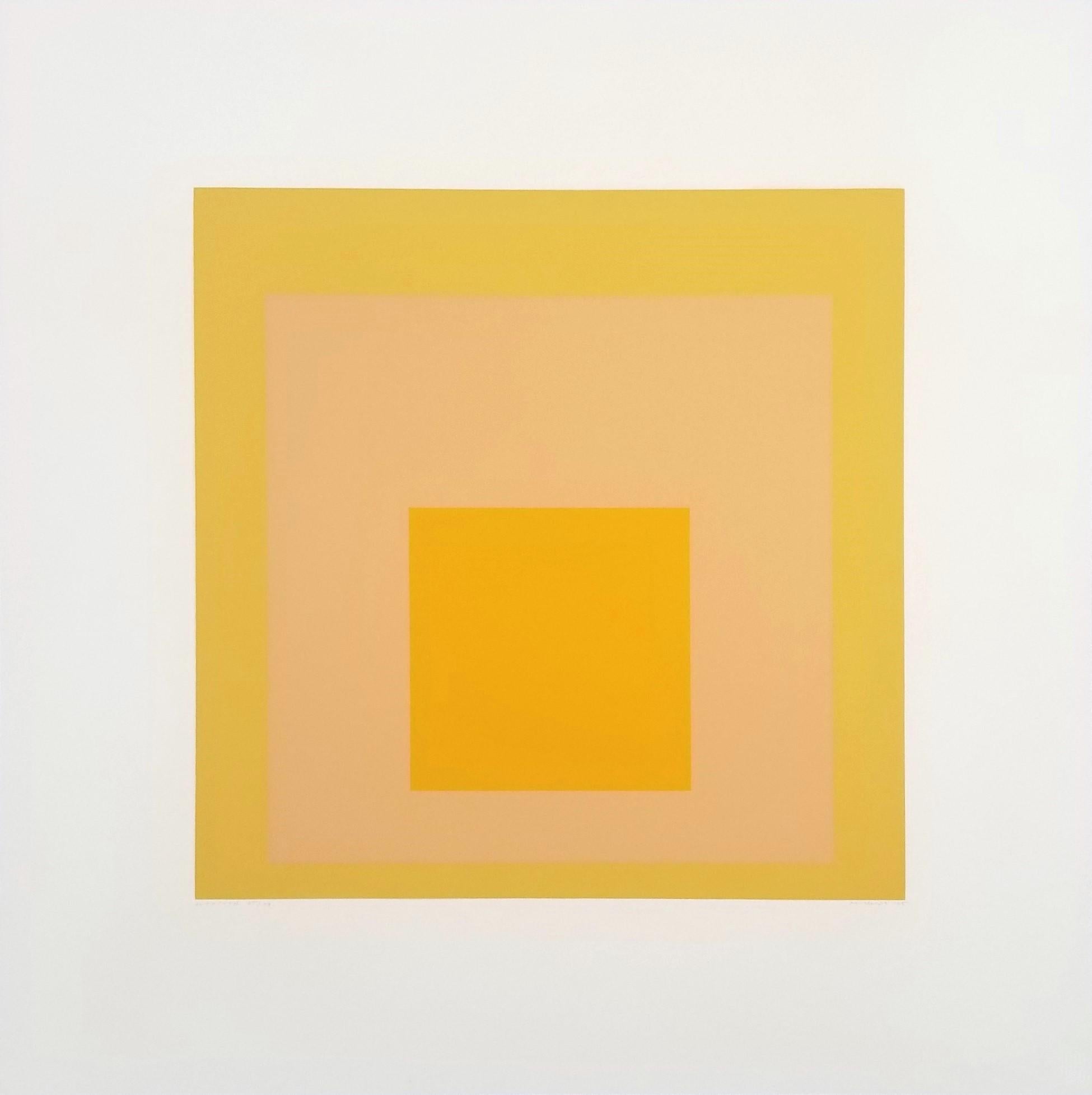 Arrivato /// Bauhaus Astratto Geometrico Josef Albers Serigrafia Giallo Minimal in vendita 1