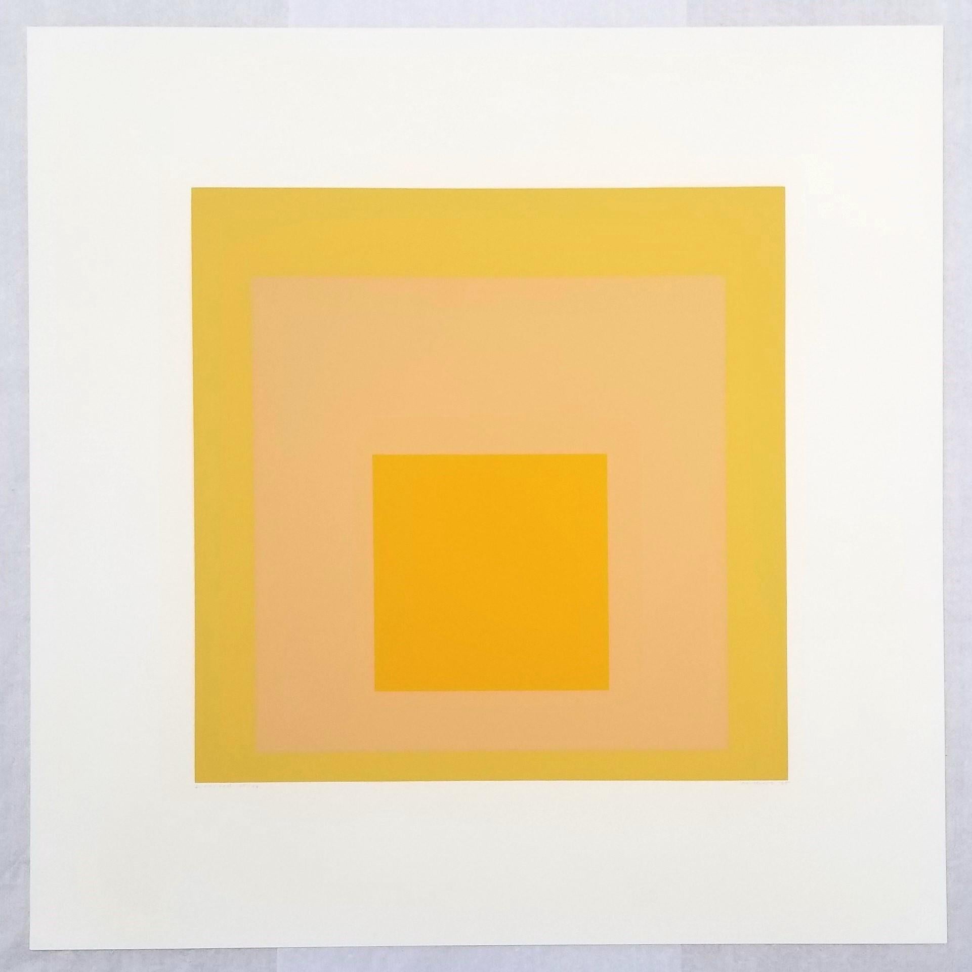 Arrivato /// Bauhaus Astratto Geometrico Josef Albers Serigrafia Giallo Minimal in vendita 2
