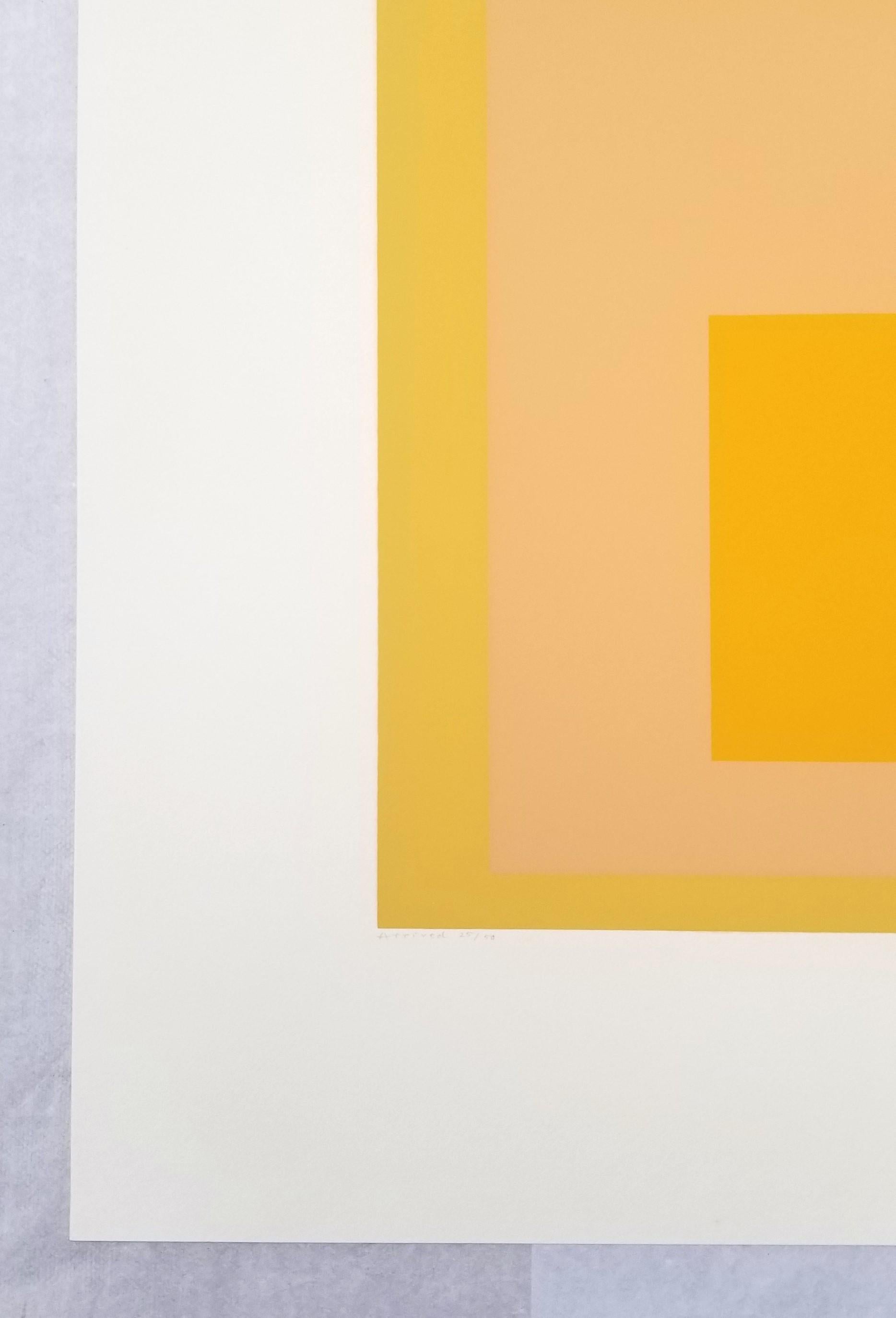 Arrivato /// Bauhaus Astratto Geometrico Josef Albers Serigrafia Giallo Minimal in vendita 3