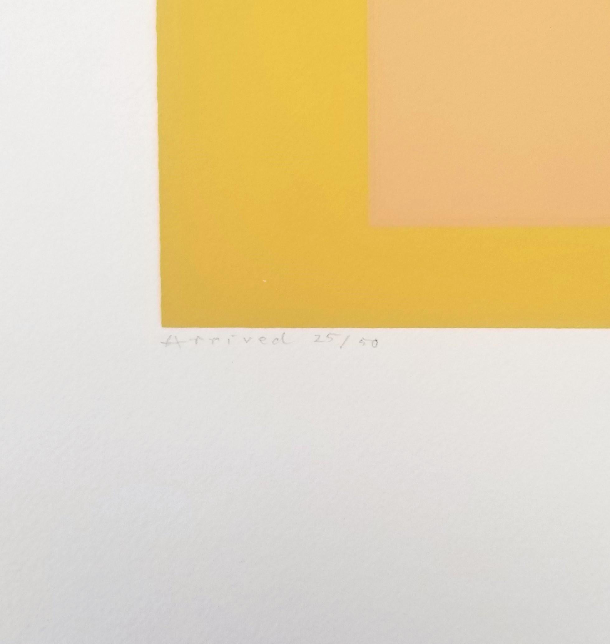 Arrivato /// Bauhaus Astratto Geometrico Josef Albers Serigrafia Giallo Minimal in vendita 4