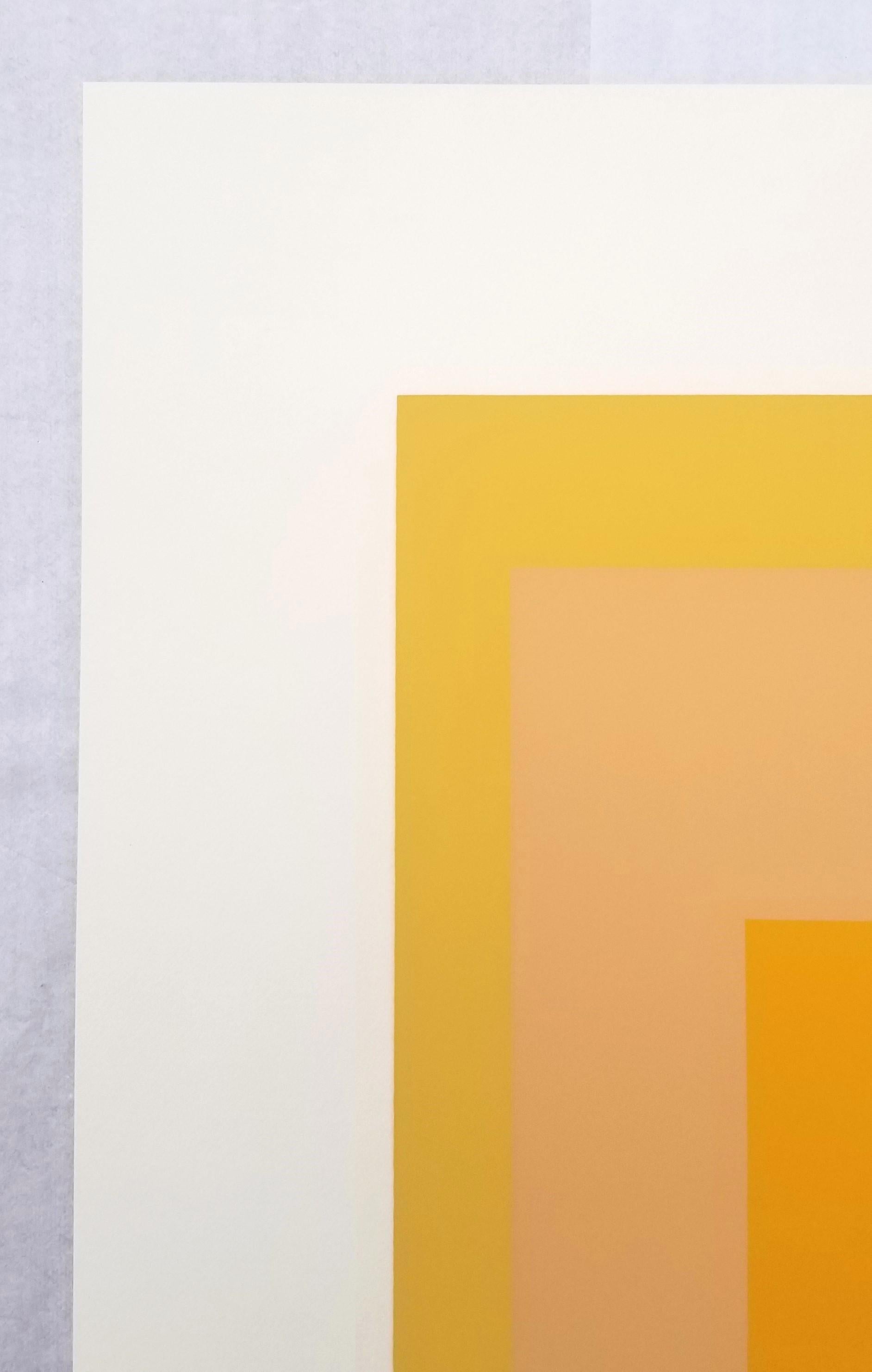 Arrivato /// Bauhaus Astratto Geometrico Josef Albers Serigrafia Giallo Minimal in vendita 5