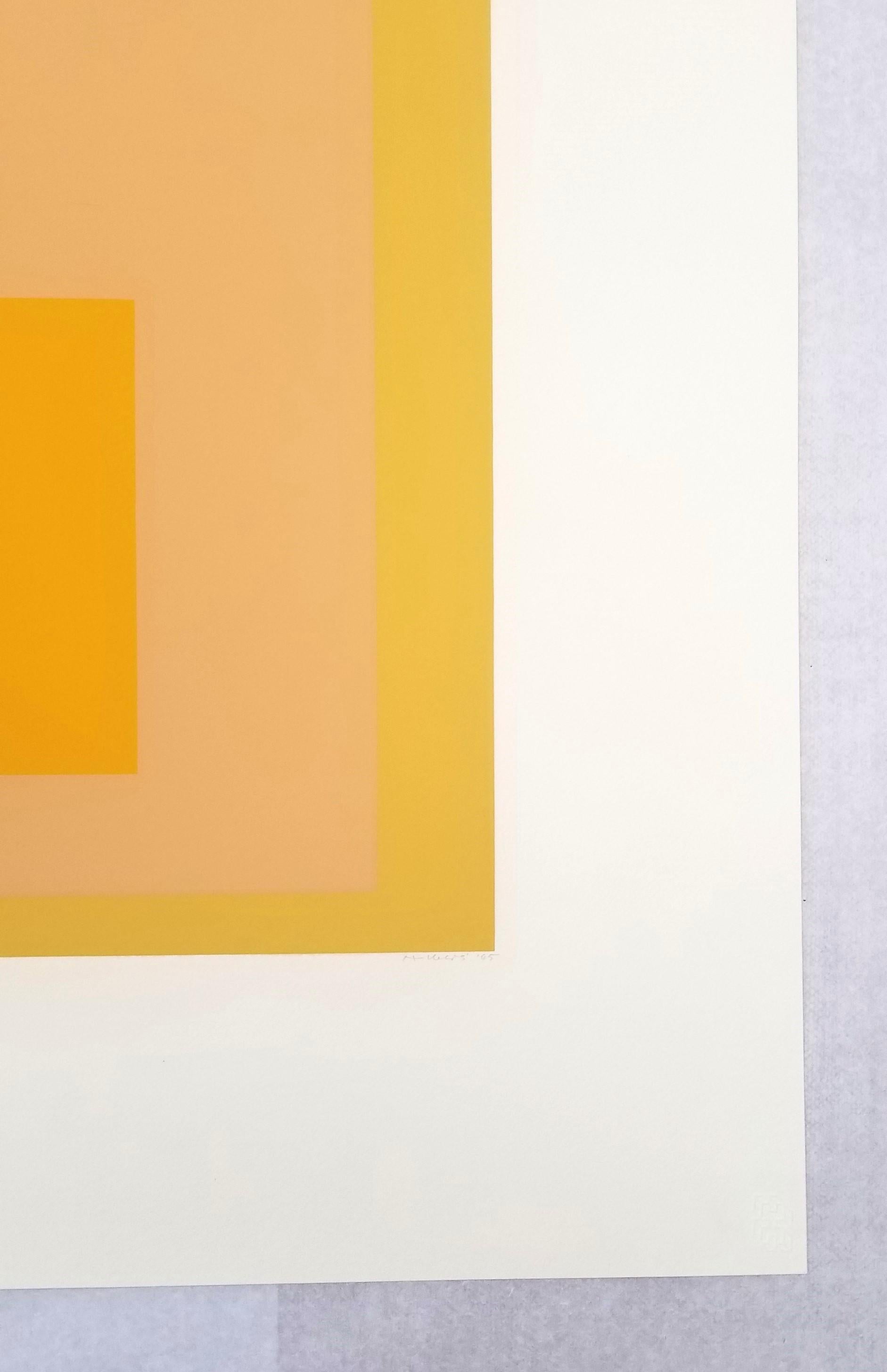 Arrivato /// Bauhaus Astratto Geometrico Josef Albers Serigrafia Giallo Minimal in vendita 7