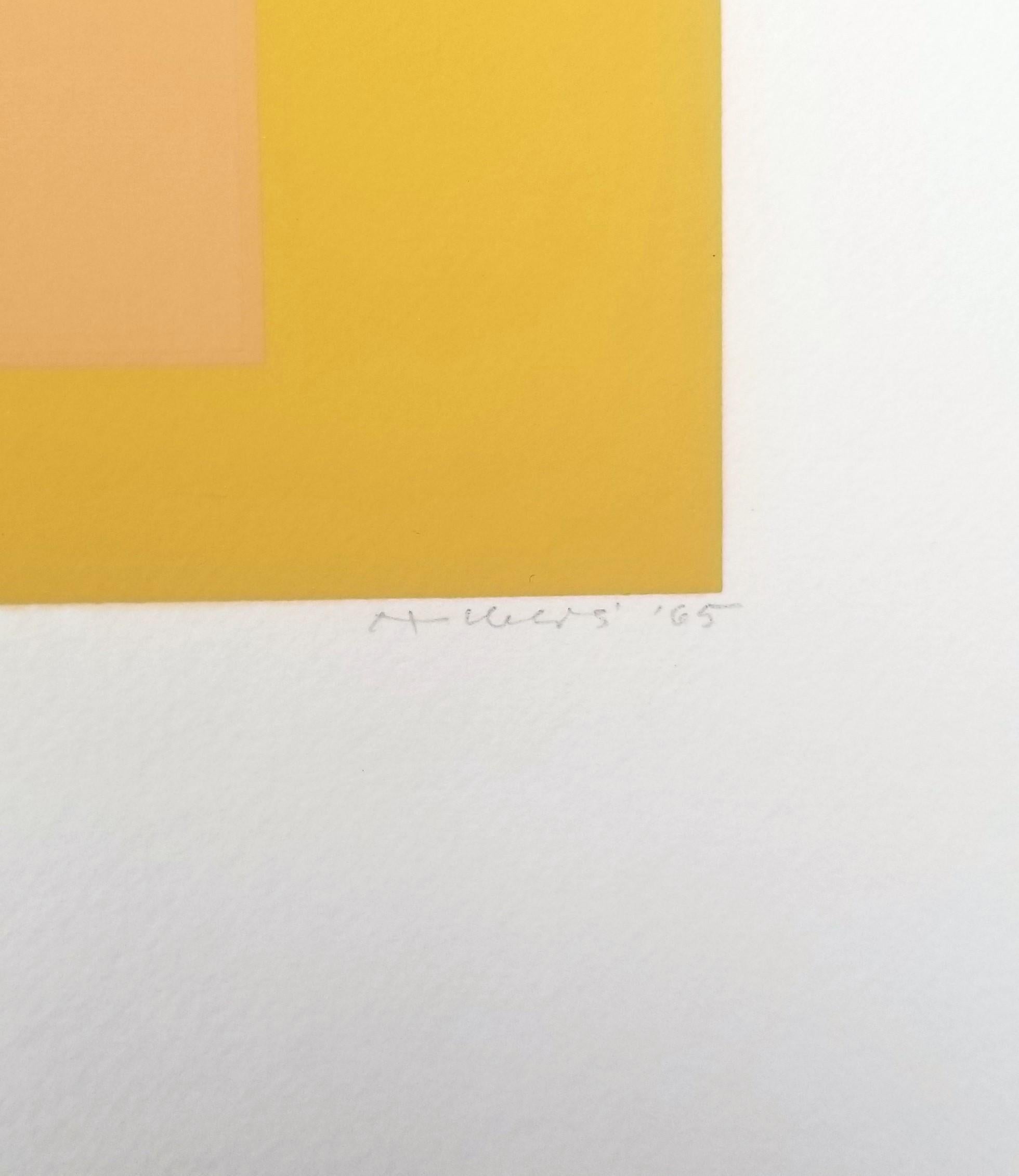 Arrivato /// Bauhaus Astratto Geometrico Josef Albers Serigrafia Giallo Minimal in vendita 8