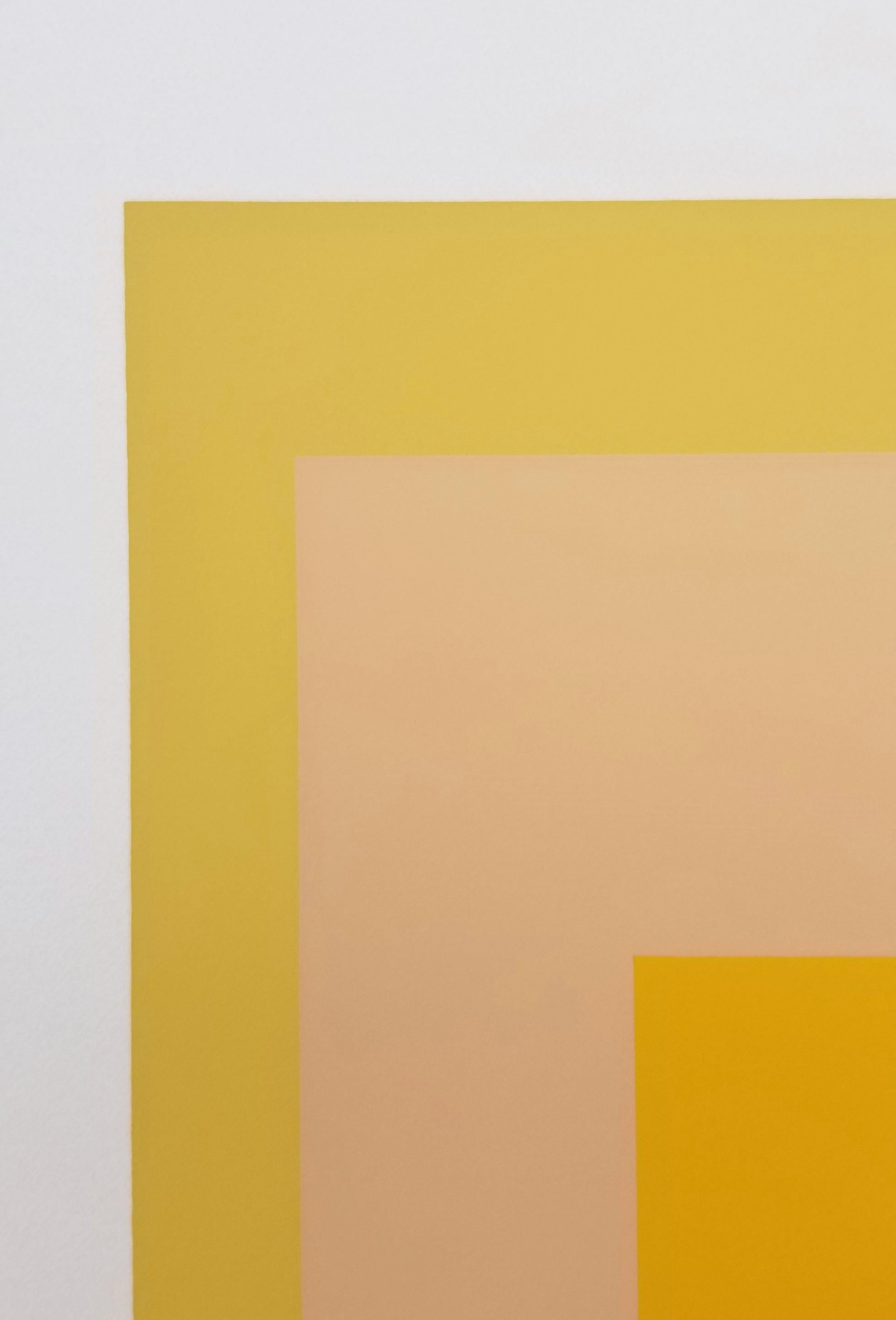 Arrivé /// Bauhaus Abstract Geometric Josef Albers Sérigraphie jaune minimaliste en vente 12