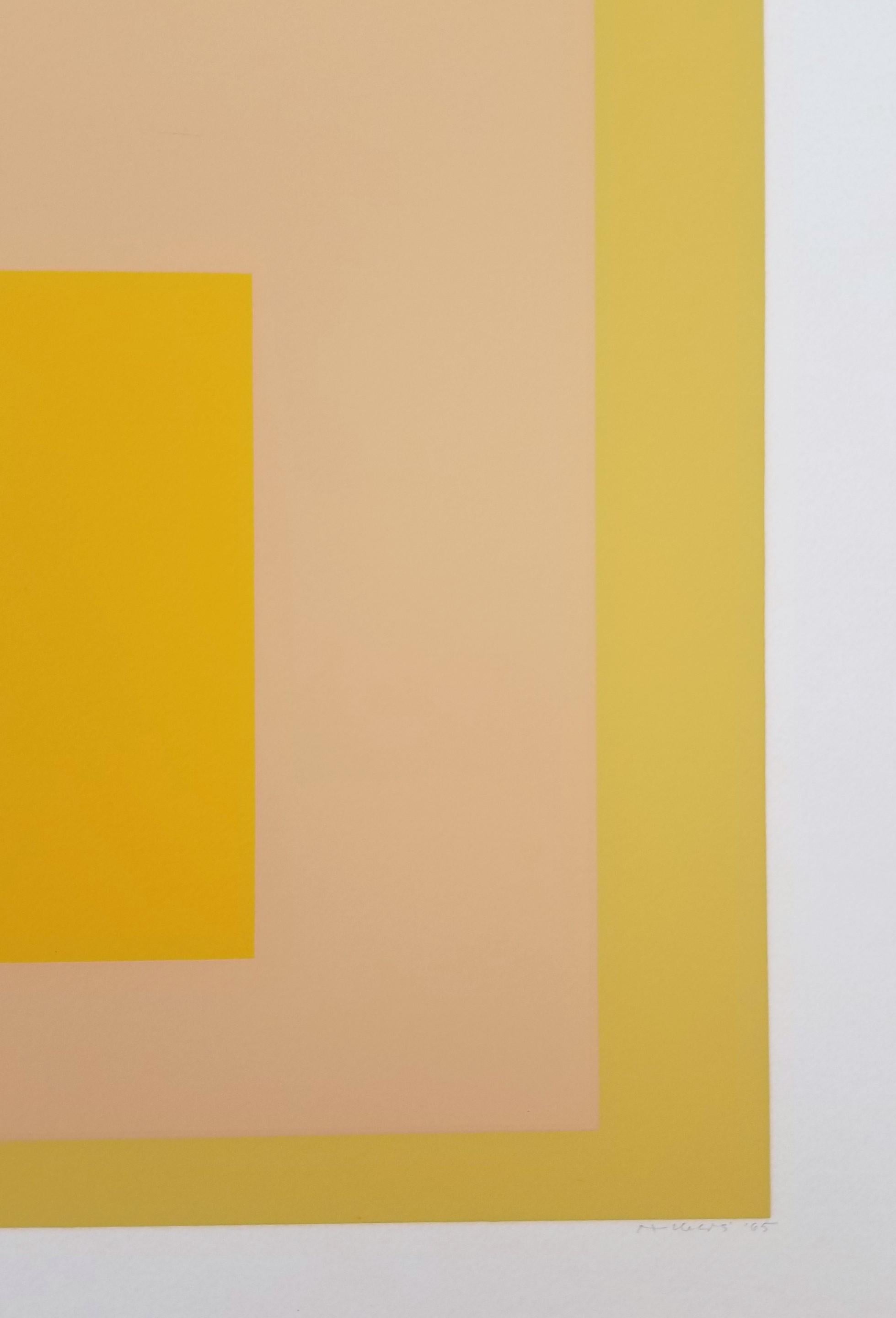 Angekommen /// Bauhaus Abstrakt Geometrisch Josef Albers Siebdruck Gelb Minimal im Angebot 14
