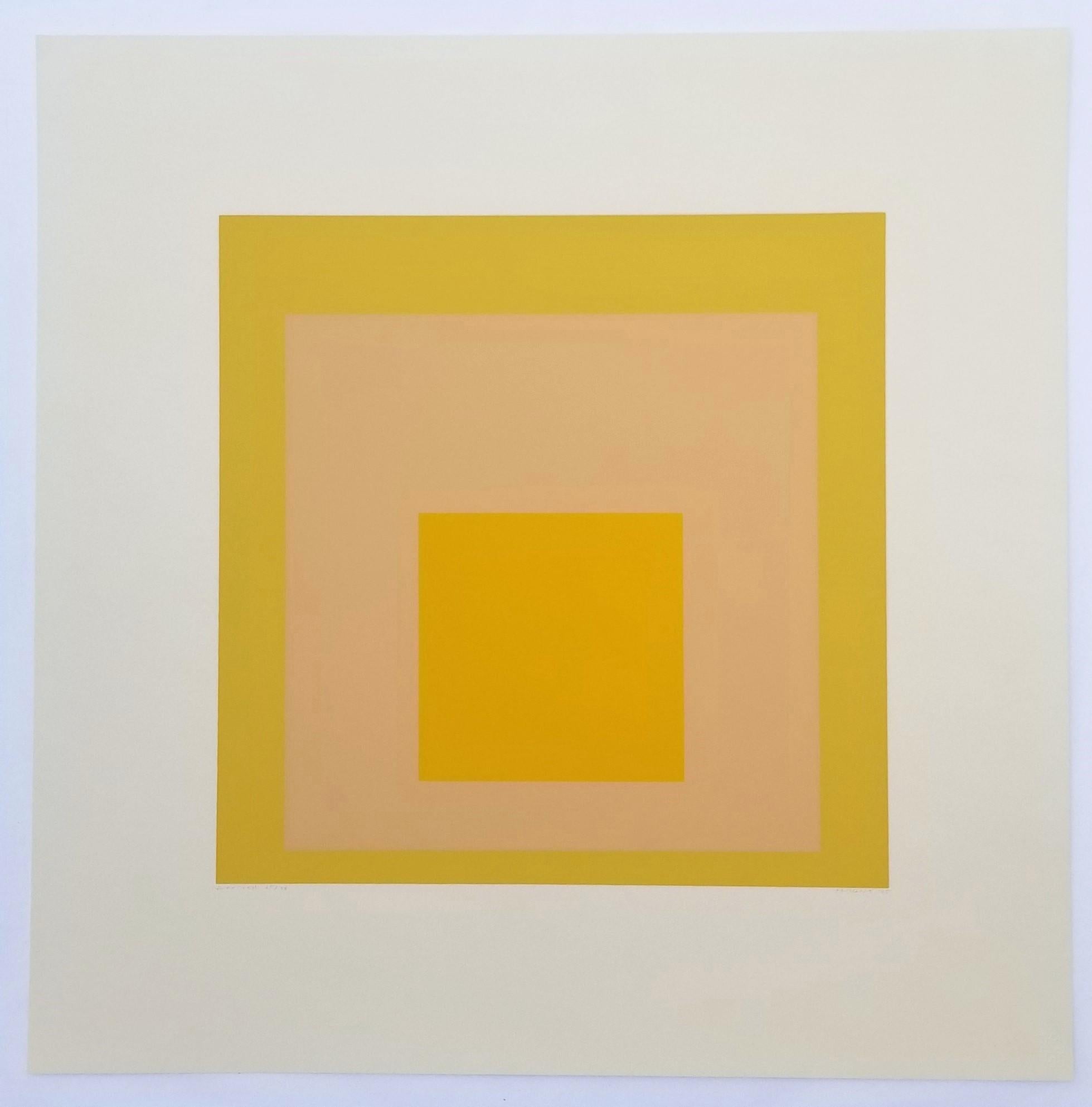 Arrivé /// Bauhaus Abstract Geometric Josef Albers Sérigraphie jaune minimaliste en vente 2