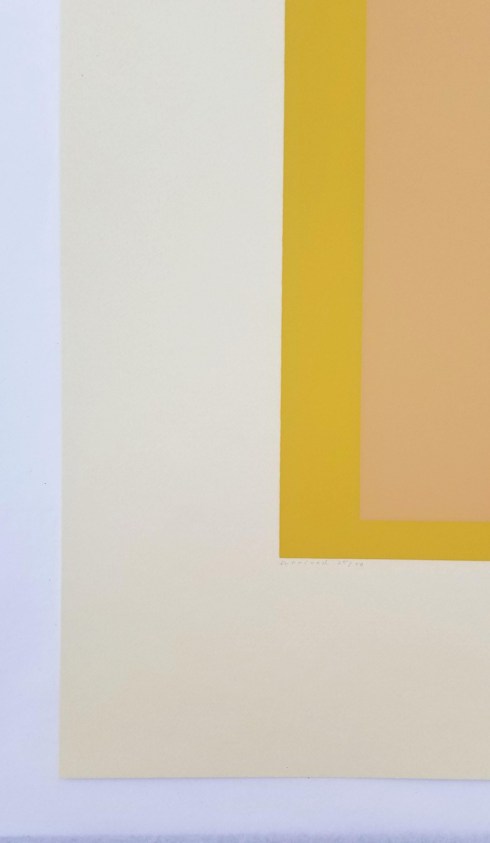 Arrivé /// Bauhaus Abstract Geometric Josef Albers Sérigraphie jaune minimaliste en vente 3