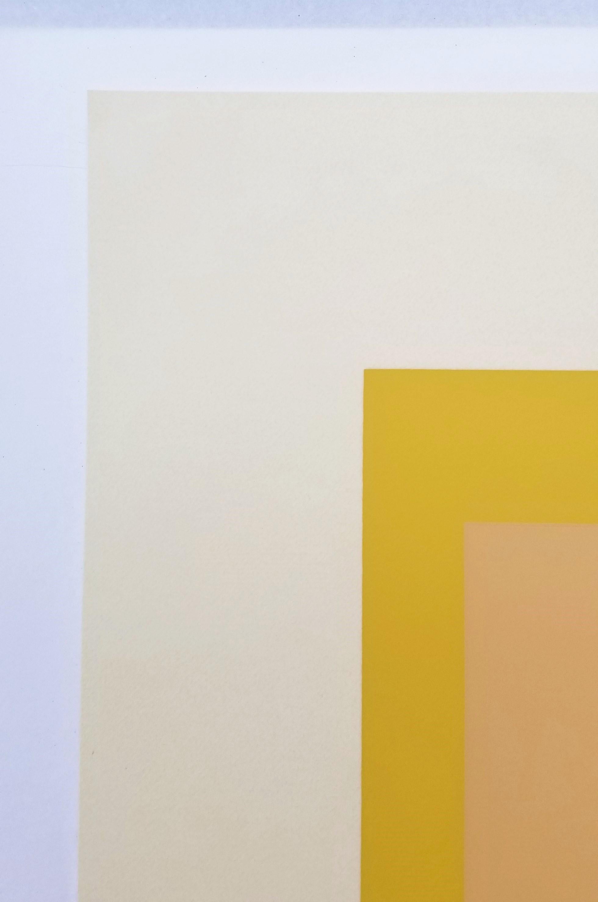 Arrivé /// Bauhaus Abstract Geometric Josef Albers Sérigraphie jaune minimaliste en vente 4