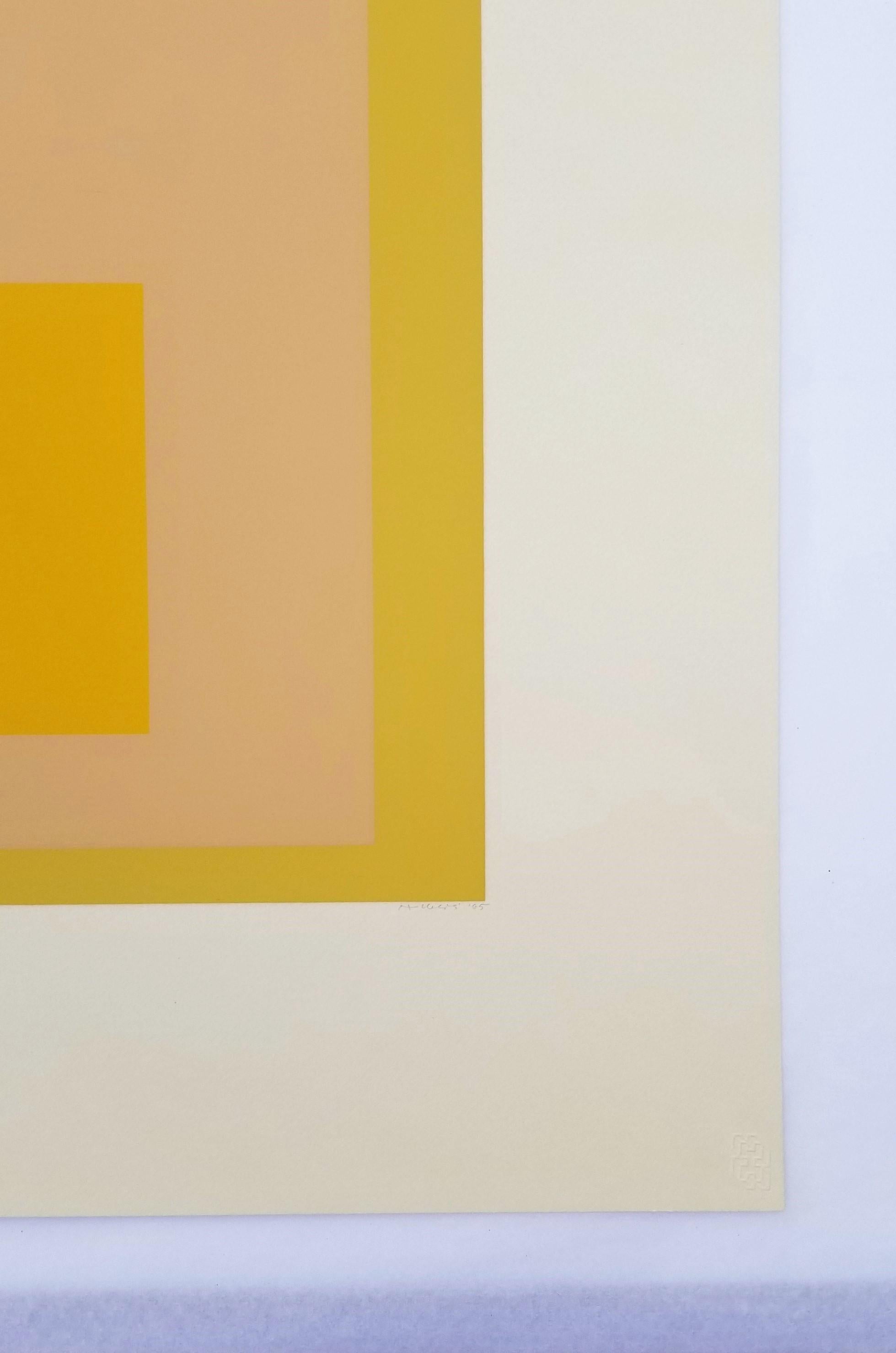 Angekommen /// Bauhaus Abstrakt Geometrisch Josef Albers Siebdruck Gelb Minimal im Angebot 6