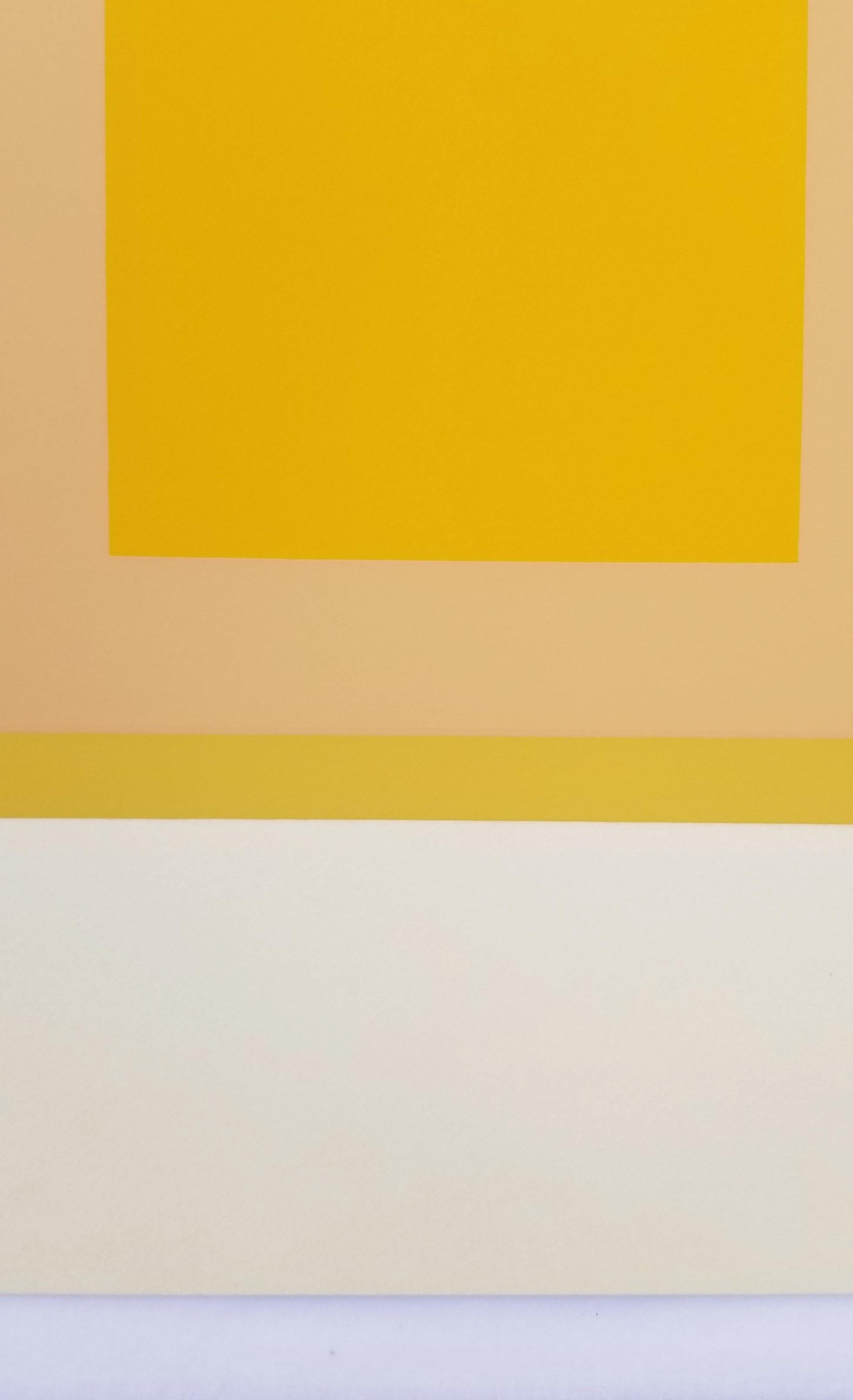 Angekommen /// Bauhaus Abstrakt Geometrisch Josef Albers Siebdruck Gelb Minimal im Angebot 8