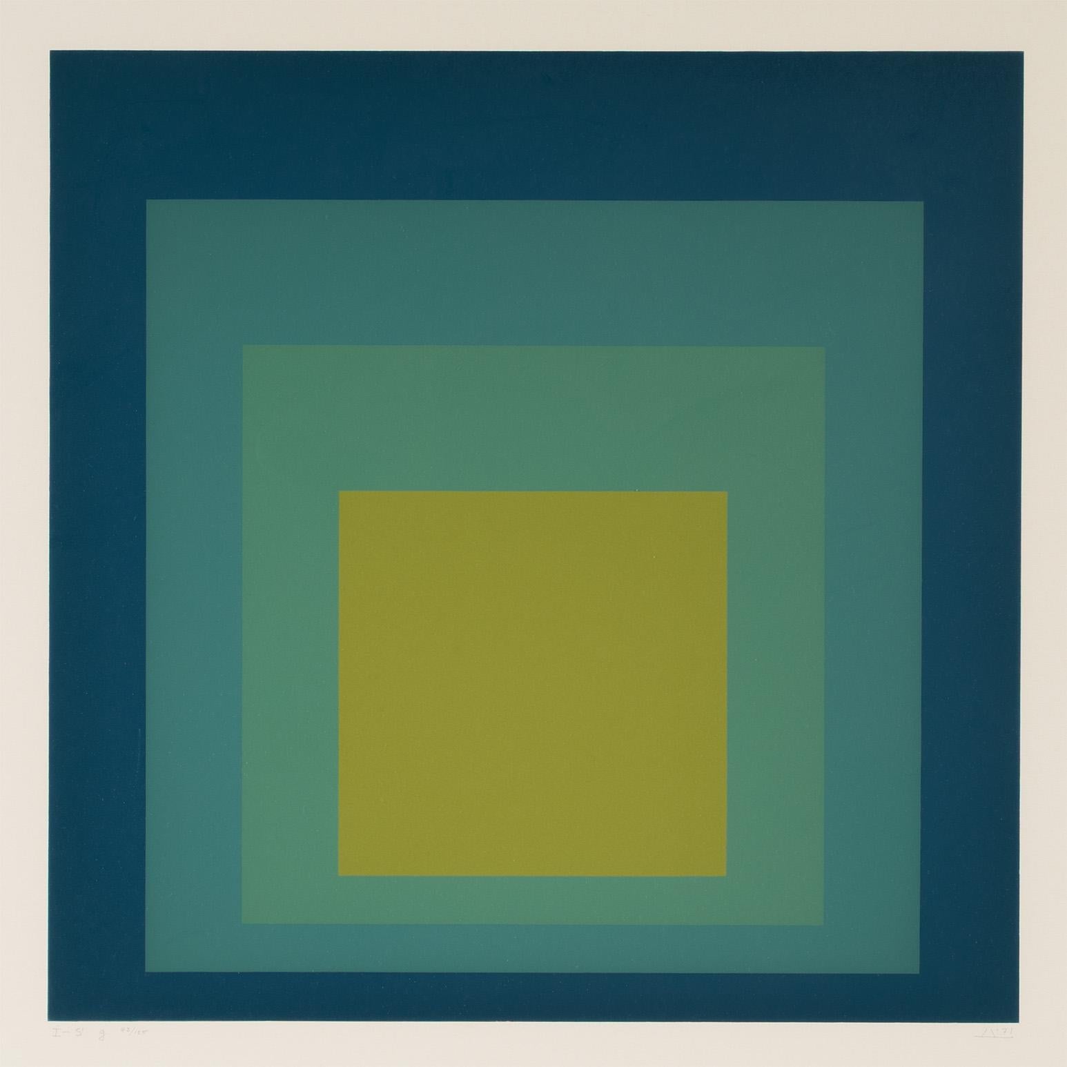 Blau bis Grün (Beige), Abstract Print, von Josef Albers