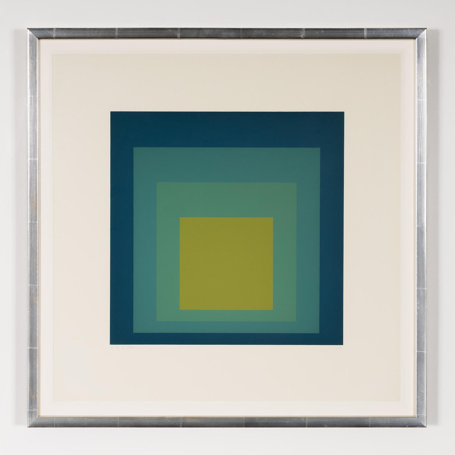 Josef Albers Abstract Print – Blau bis Grün