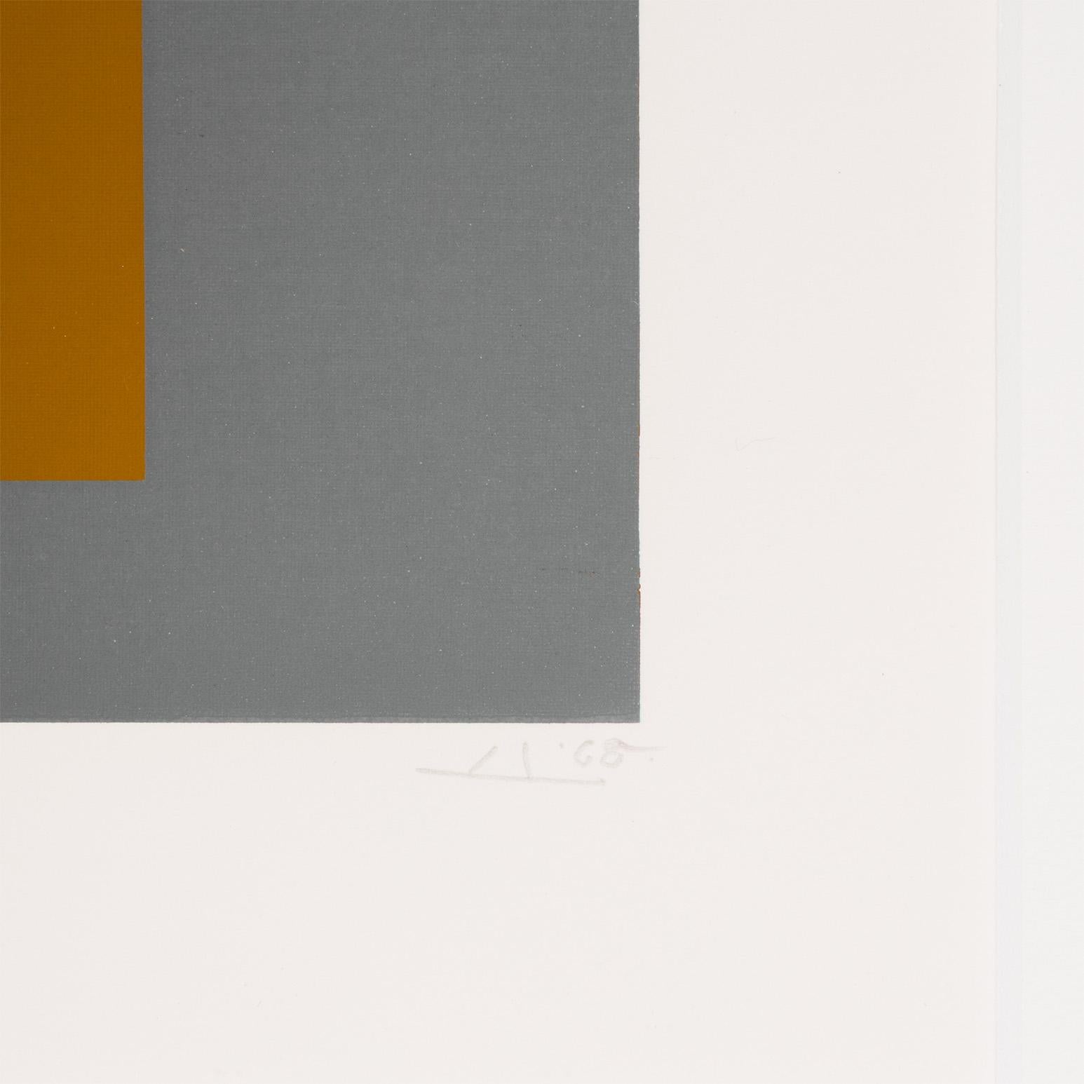 Orange Cadmium - Gris Abstract Print par Josef Albers