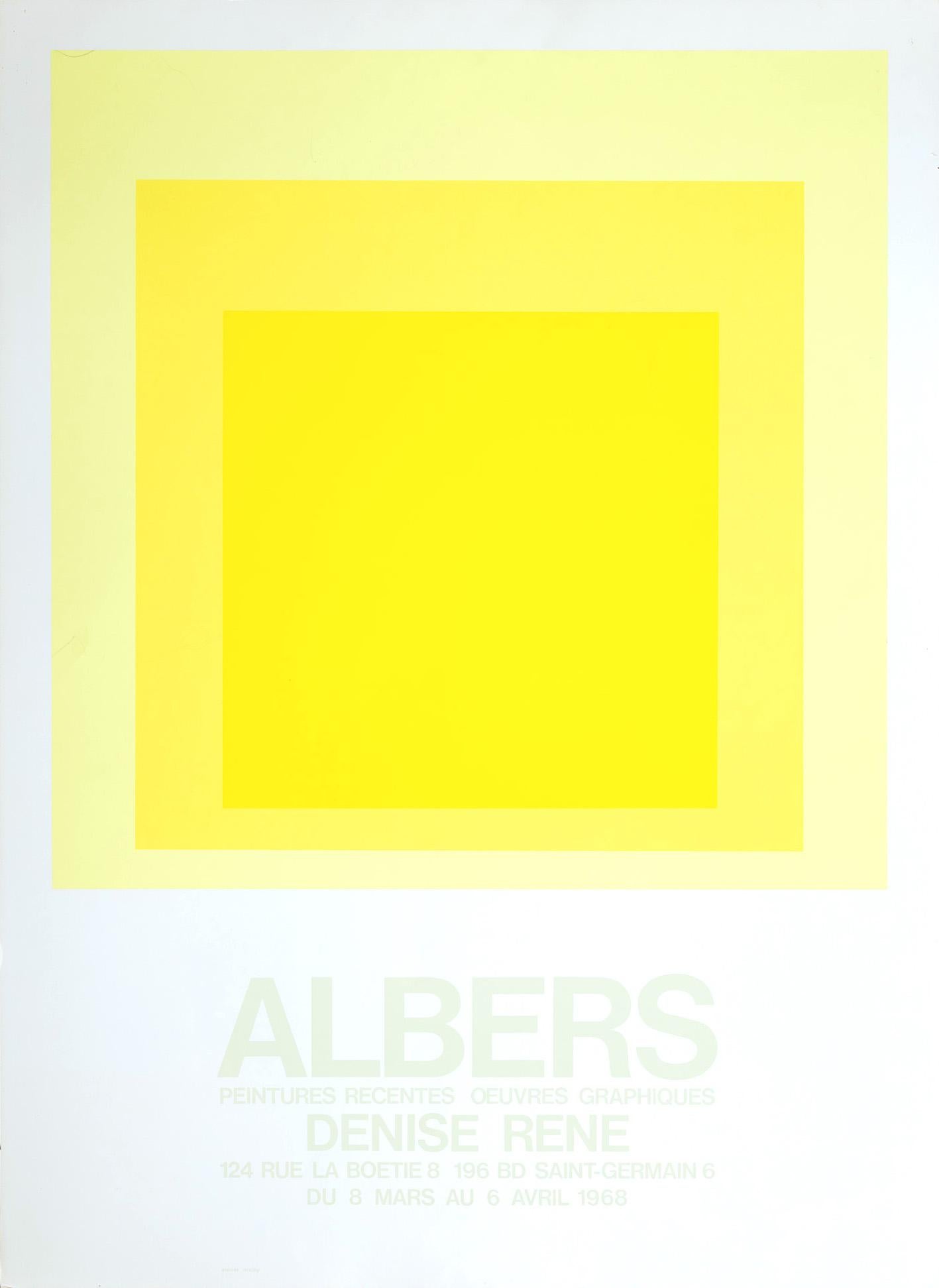 "Denise Rene" Gelber Siebdruck Poster – Print von Josef Albers