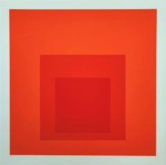 DR-a /// Josef Albers Large Abstract Geometric Orange Bauhaus Color Field Theory