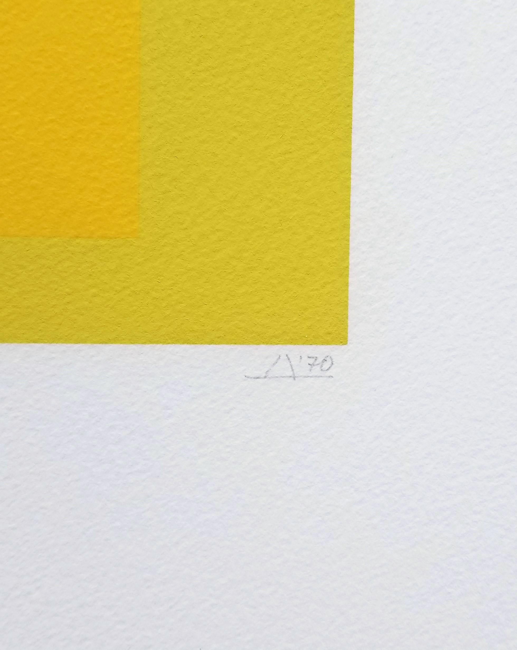 EK Ic /// Bauhaus Abstract Geometric Josef Albers Minimalism Yellow Screenprint For Sale 7