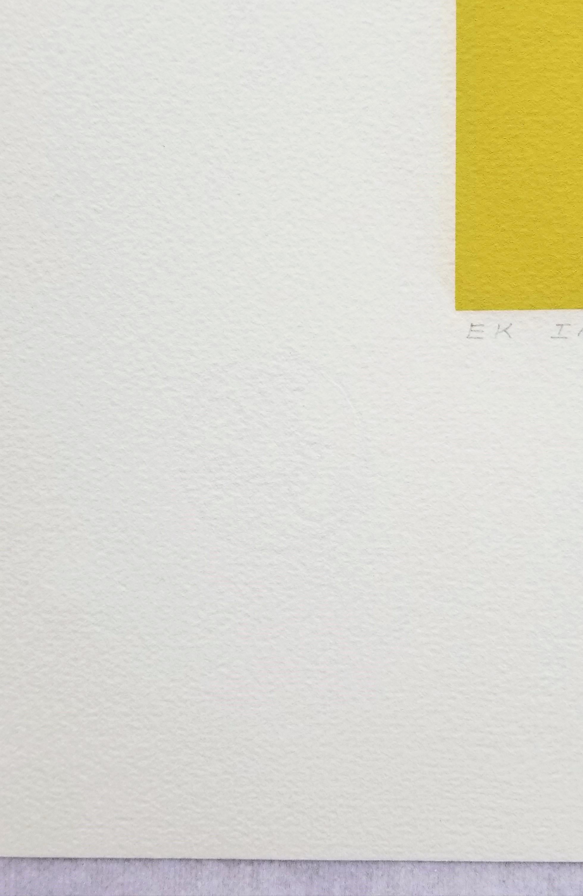EK Ic /// Bauhaus Abstrakter geometrischer Josef Albers Minimalismus Gelber Siebdruck 11