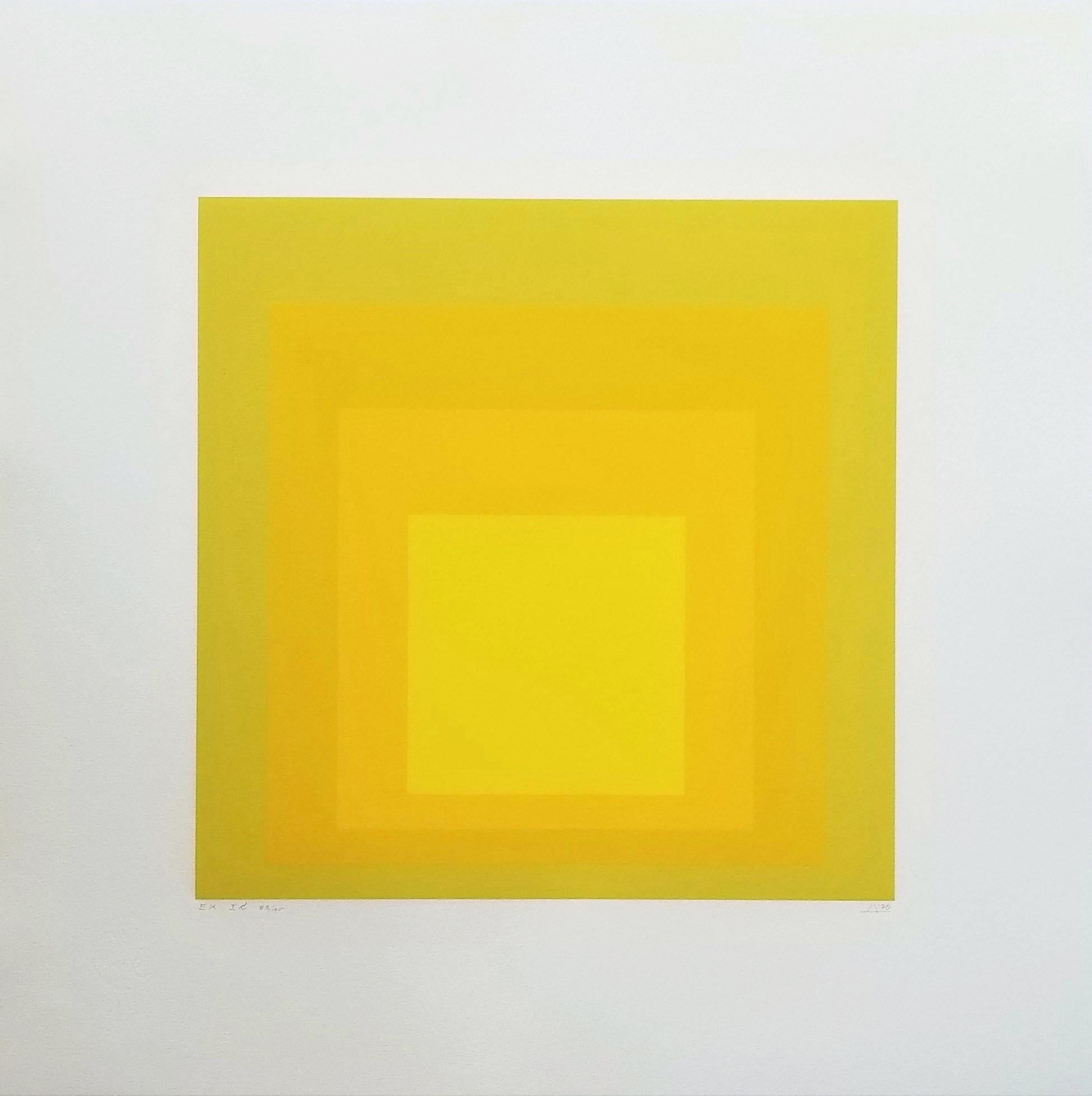 EK Ic /// Bauhaus Abstrakter geometrischer Josef Albers Minimalismus Gelber Siebdruck 1