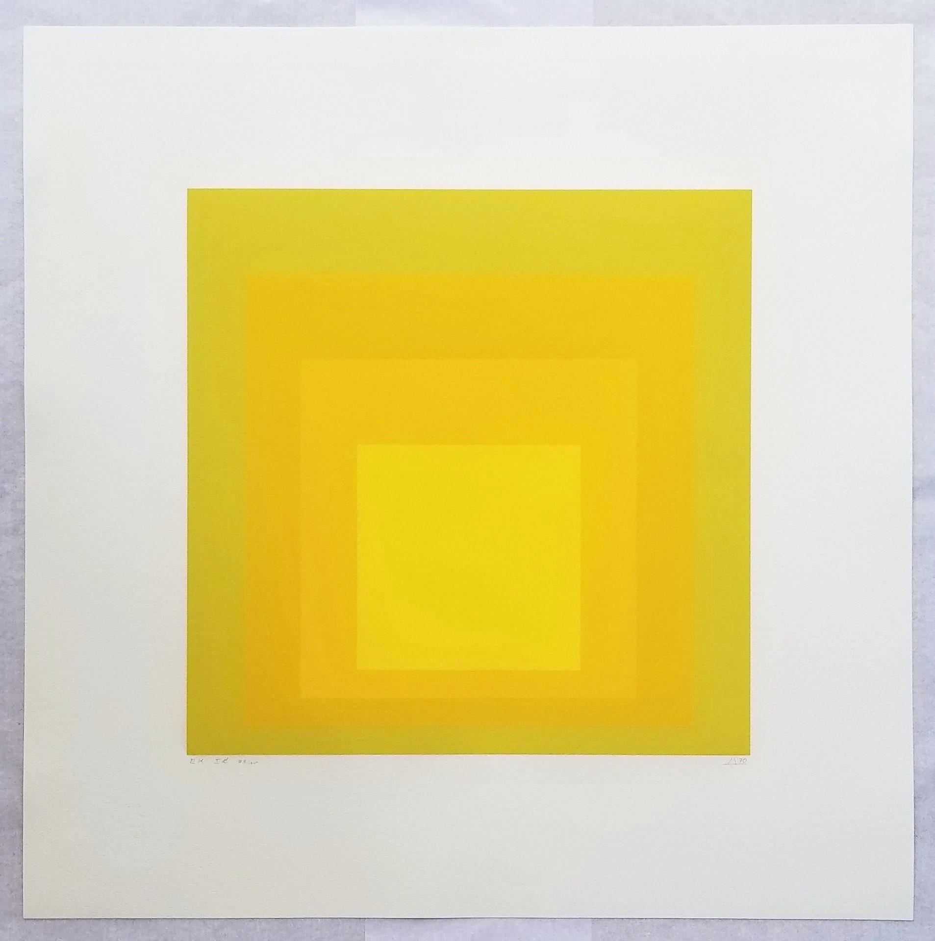 EK Ic /// Bauhaus Abstrakter geometrischer Josef Albers Minimalismus Gelber Siebdruck 2