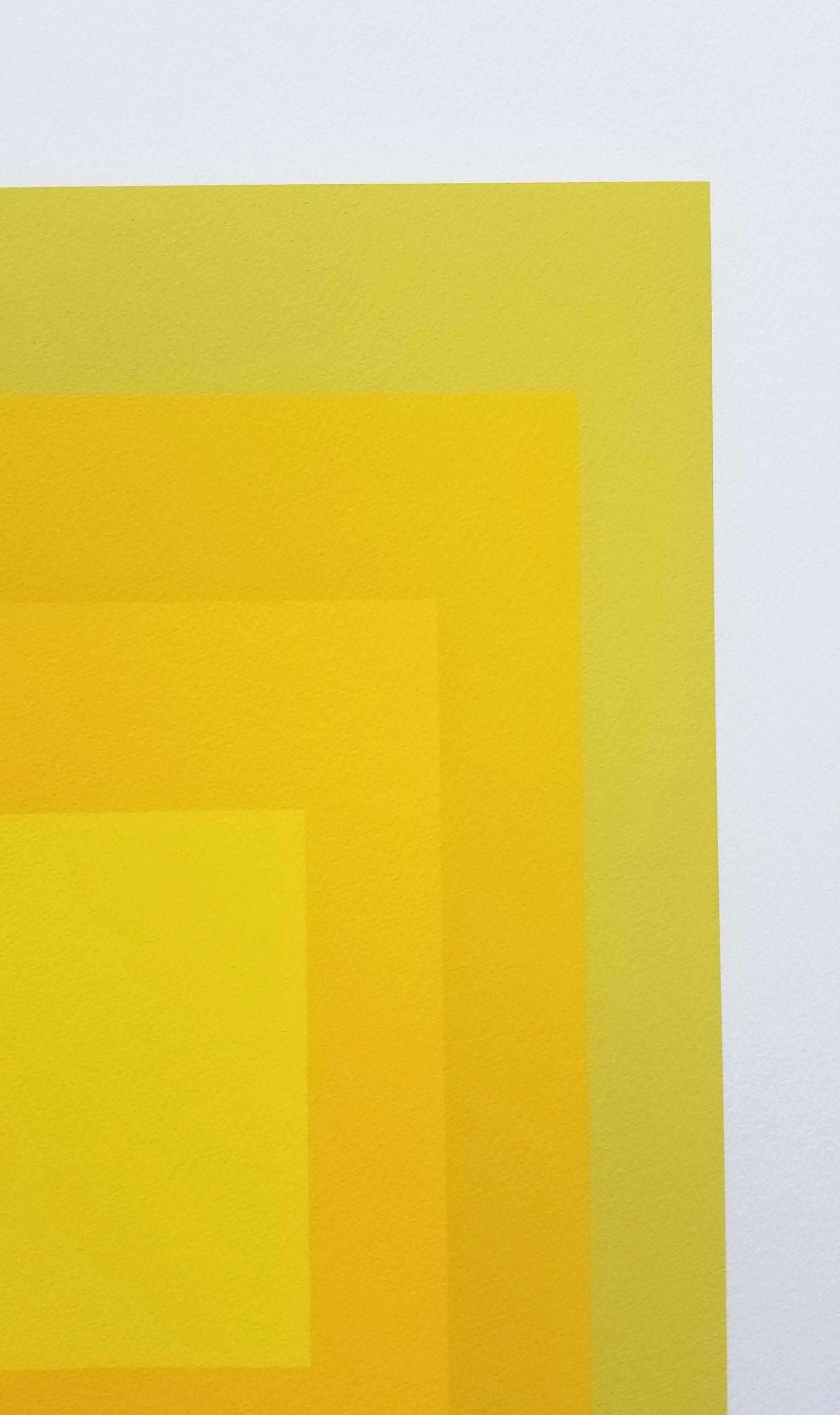 EK Ic /// Bauhaus Abstract Geometric Josef Albers Minimalism Yellow Screenprint For Sale 2
