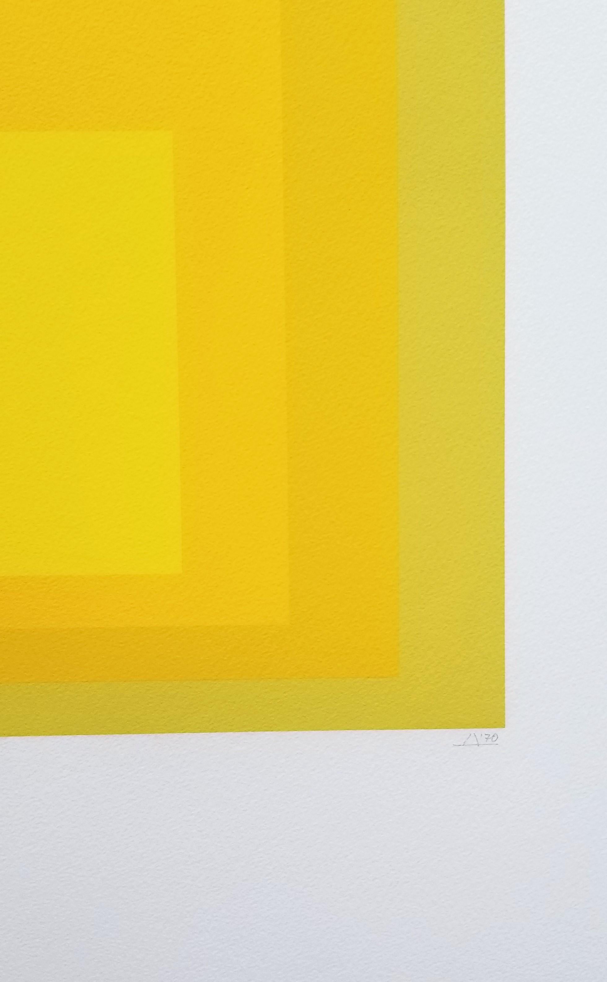 EK Ic /// Bauhaus Abstrakter geometrischer Josef Albers Minimalismus Gelber Siebdruck 6