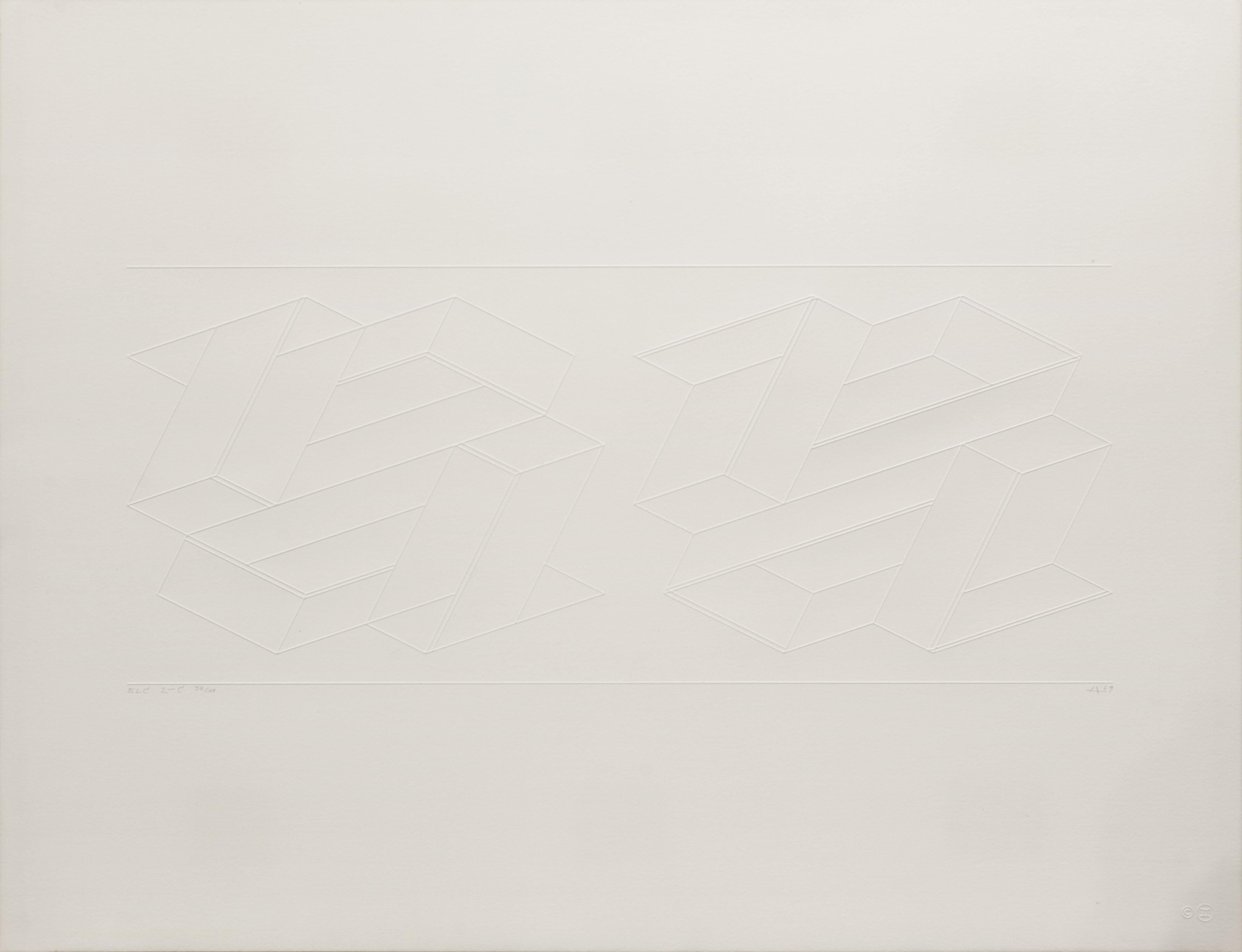Embossed Linear Constructions (ELC) 2-C, 1969 - Print by Josef Albers
