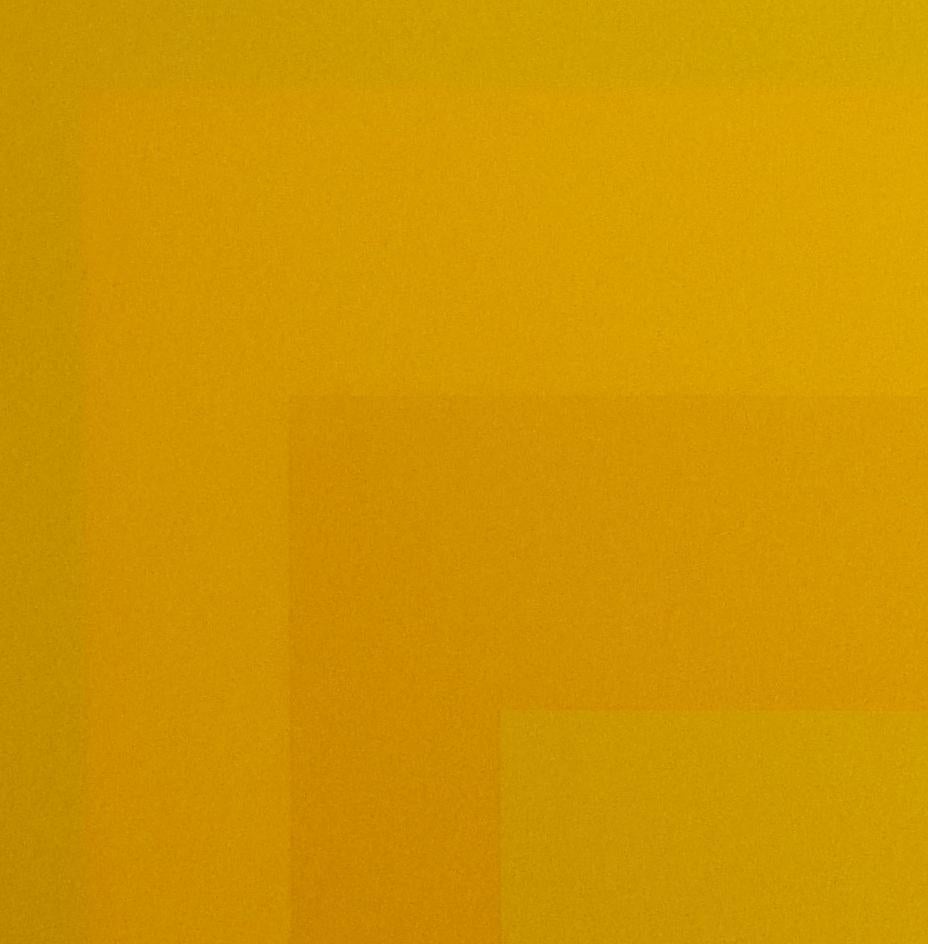 GB I - Théorie de la couleur carrée Allemand Américain - Orange Abstract Print par Josef Albers