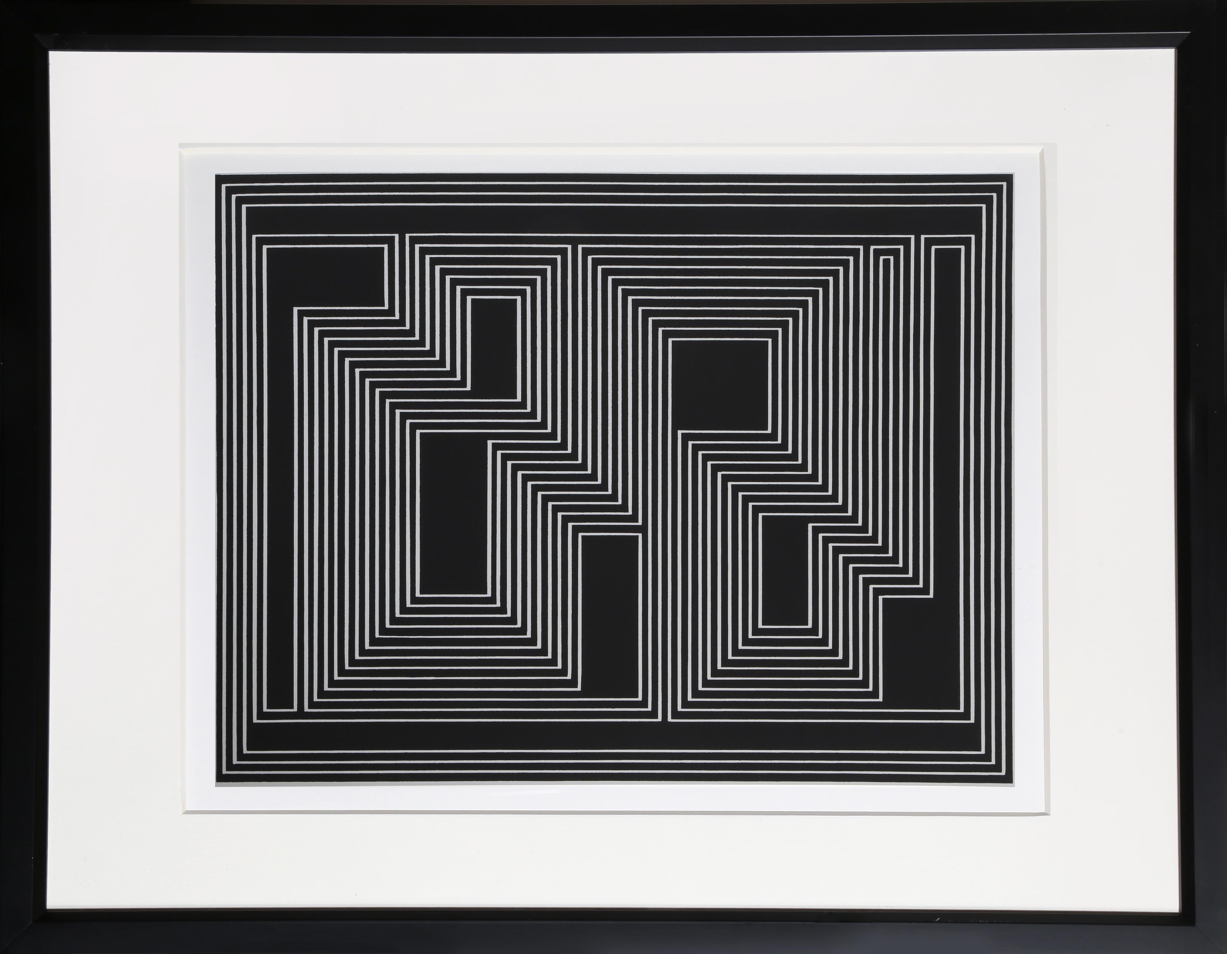 Aus der Mappe "Formulierung: Articulation" von Josef Albers aus dem Jahr 1972. Diese monumentale Serie besteht aus 127 Originalserigrafien, die einen endgültigen Überblick über die wichtigsten Farb- und Formtheorien des Künstlers geben.  Eine Kopie