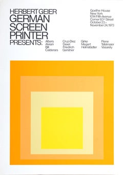 "Herbert Geier German Screen Printer Presents" Vintage Poster 1973 Yellow Square