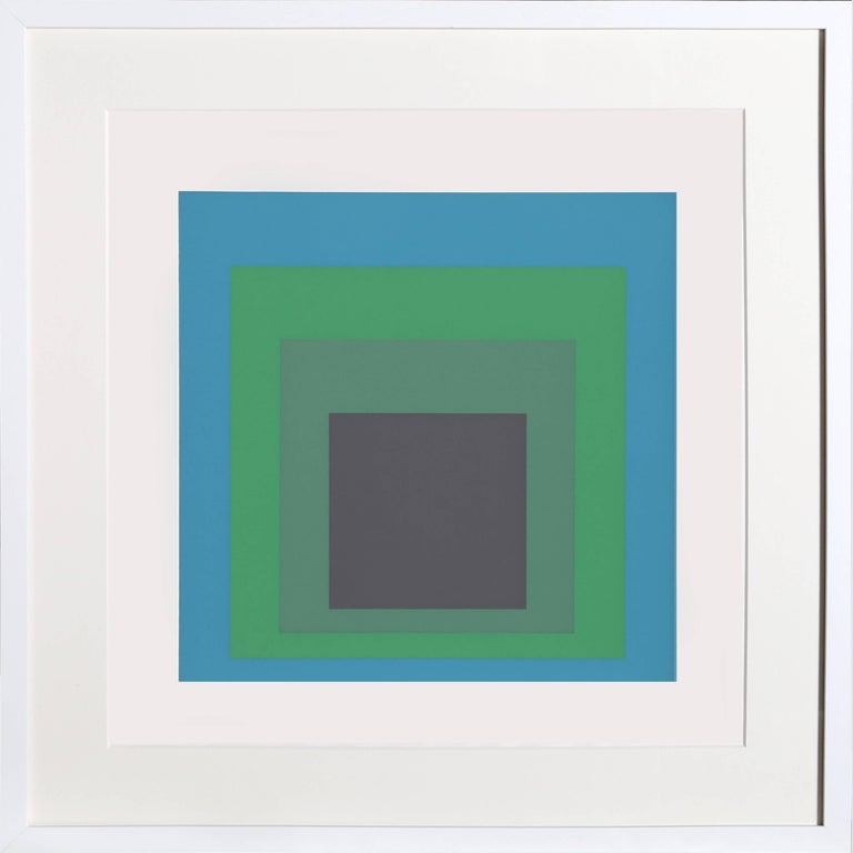 From the portfolio “Formulation: Articulation” created by Josef Albers in 1972.  This monumental series consists of 127 original silkscreens that are a definitive survey of the artists most important color and shape theories.  A copy of the colophon