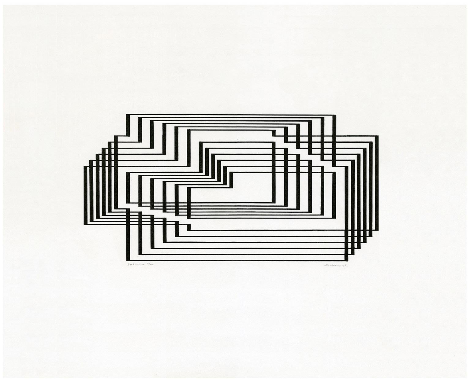 'Interim' from the series 'Graphic Tectonics' —Mid-Century Geometric Abstraction - Print by Josef Albers