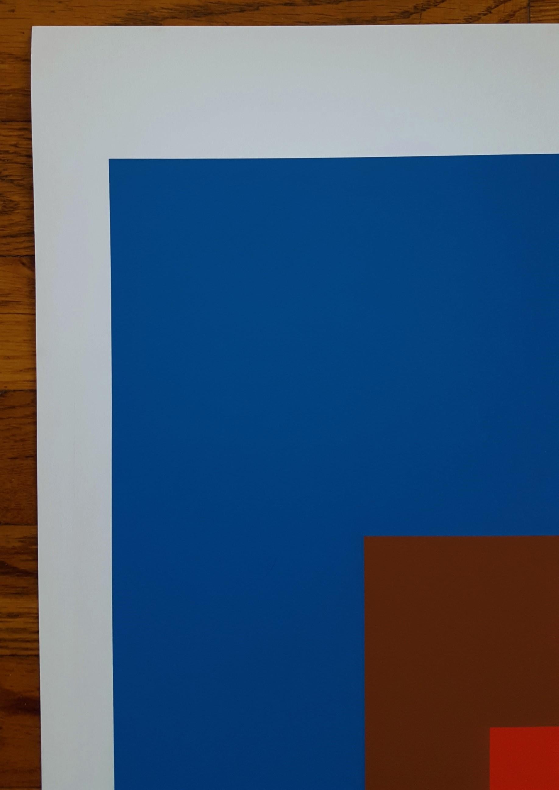 Josef Albers: A Retrospective - Blue Abstract Print by (after) Josef Albers