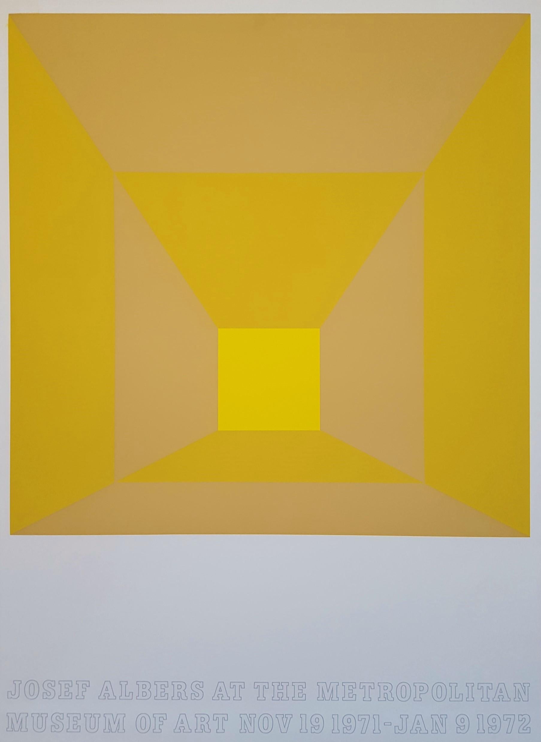 An original screenprint exhibition poster by German-American artist Josef Albers (1888-1976) titled "Josef Albers at the Metropolitan Museum of Art", 1971. It was produced in a signed and numbered edition of 50. There was also an unknown edition