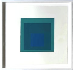 Josef Albers, Blue Reminding, dazzling 1967 silkscreen (signed/numbered) Framed