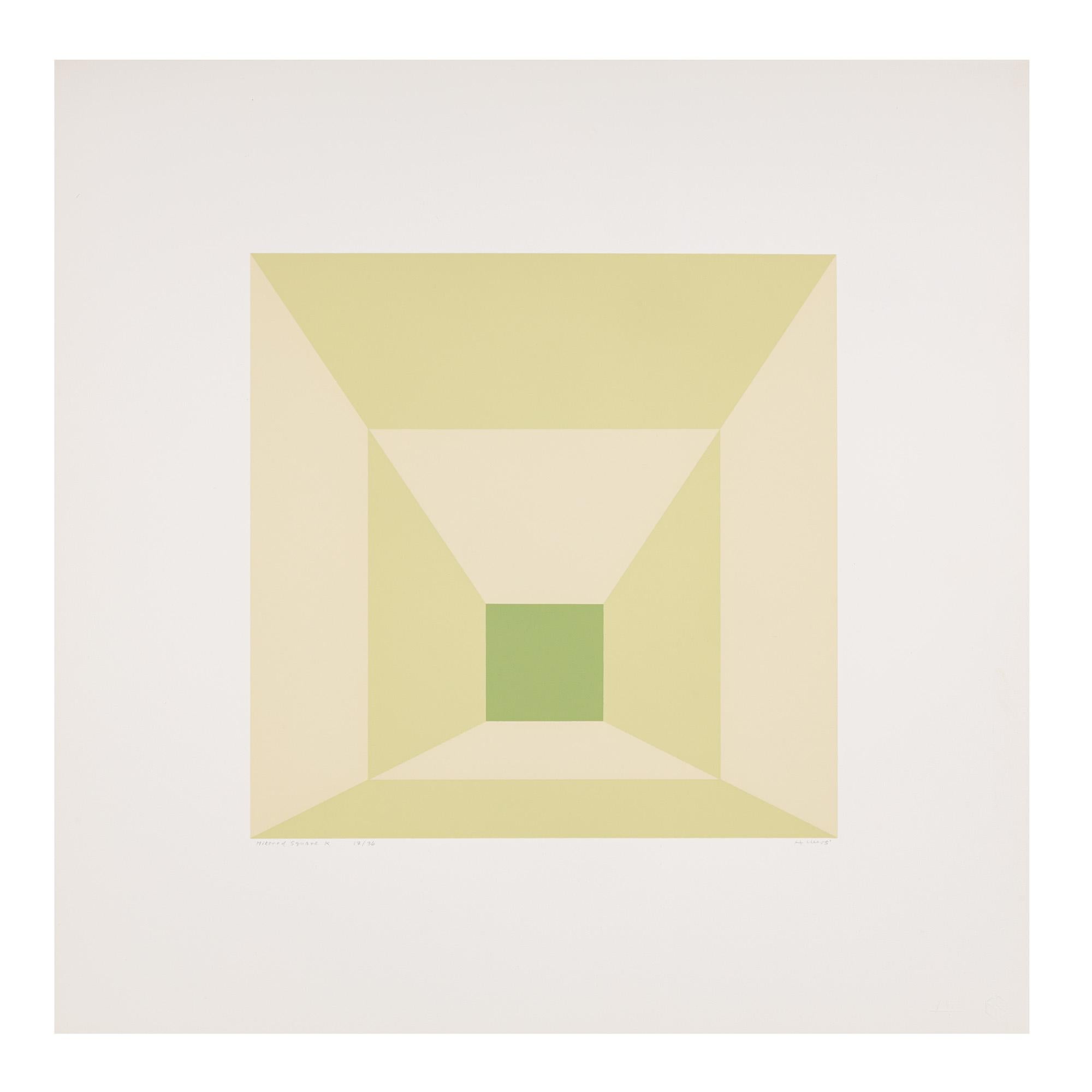 Josef Albers Abstract Print - Mitered Squares: Lime