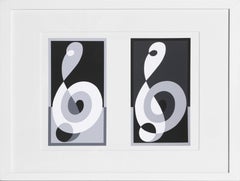 G-Clef Variant - P1, F16, I1, Abstract Geometric Screenprint by Josef Albers